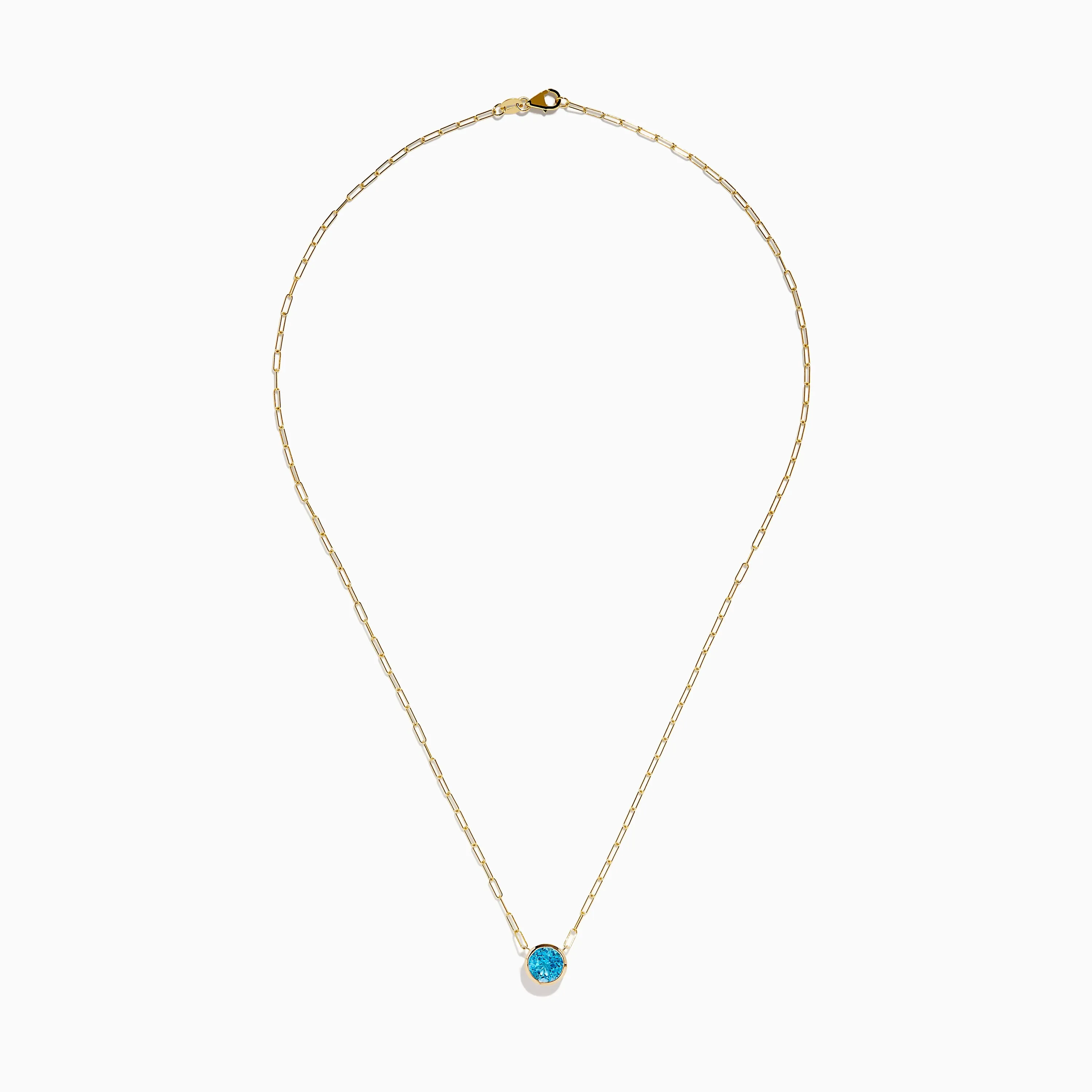 14K Yellow Gold Blue Topaz Bezel Paperclip Chain Pendant sold by Effy product image thumbnail 3