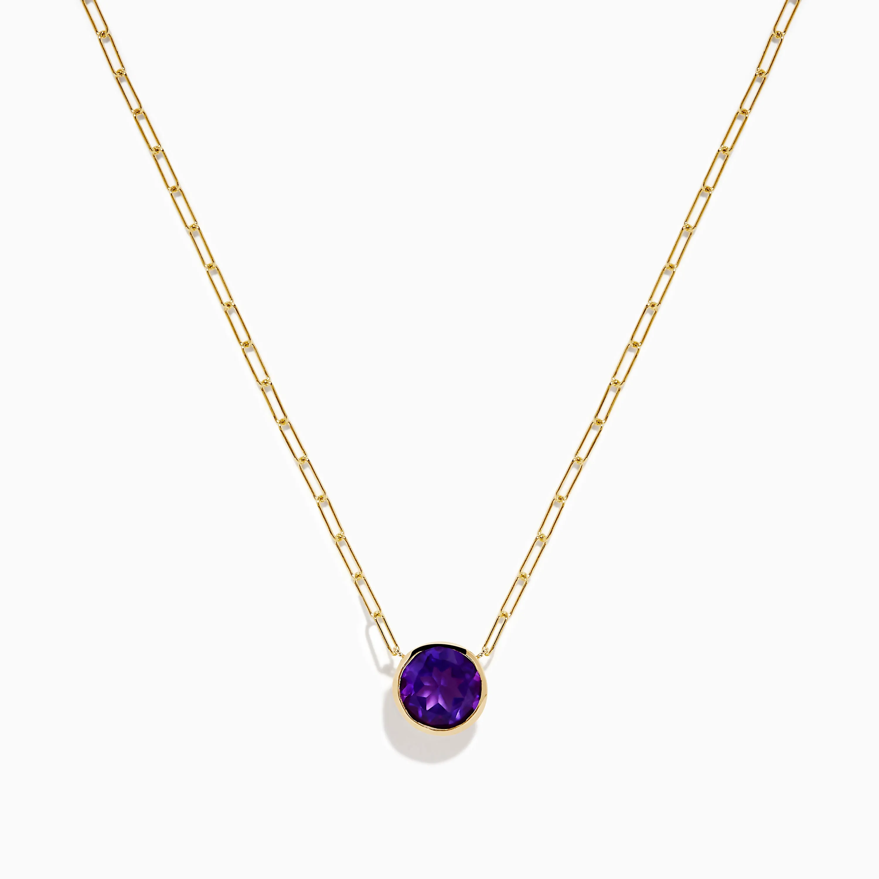 14K Yellow Gold Amethyst Bezel Paperclip Chain Pendant sold by Effy