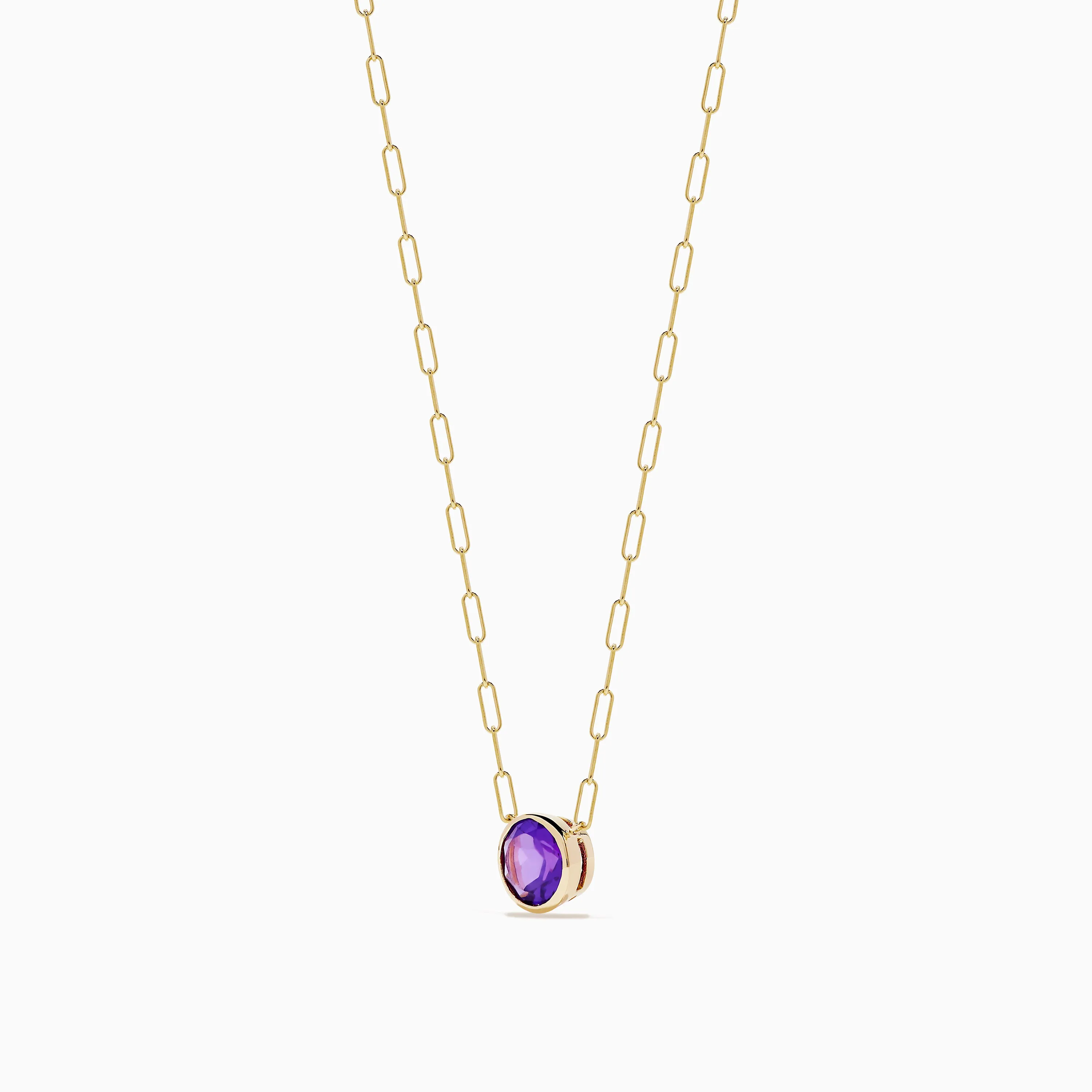 14K Yellow Gold Amethyst Bezel Paperclip Chain Pendant sold by Effy product image thumbnail 4