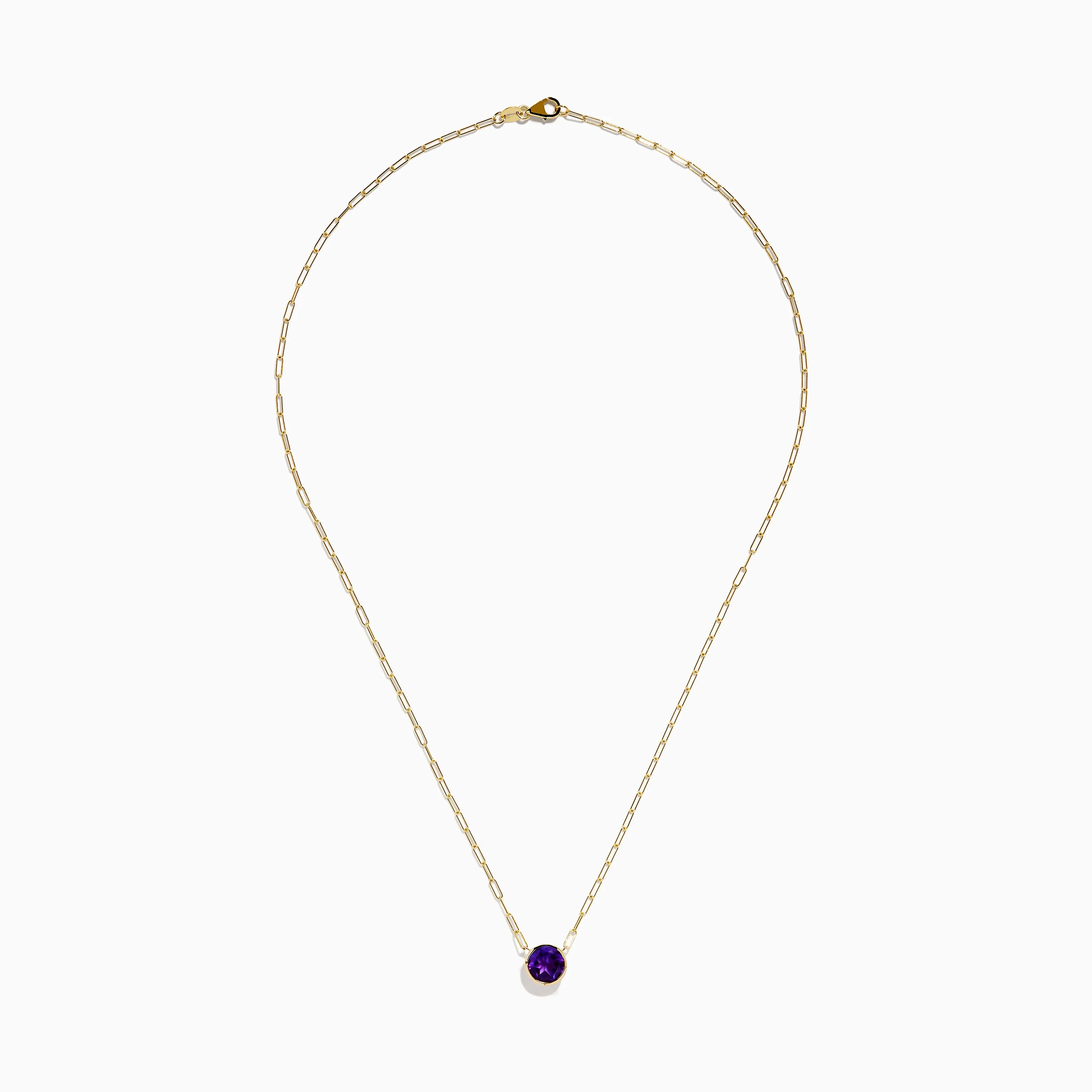 14K Yellow Gold Amethyst Bezel Paperclip Chain Pendant sold by Effy product image thumbnail 3