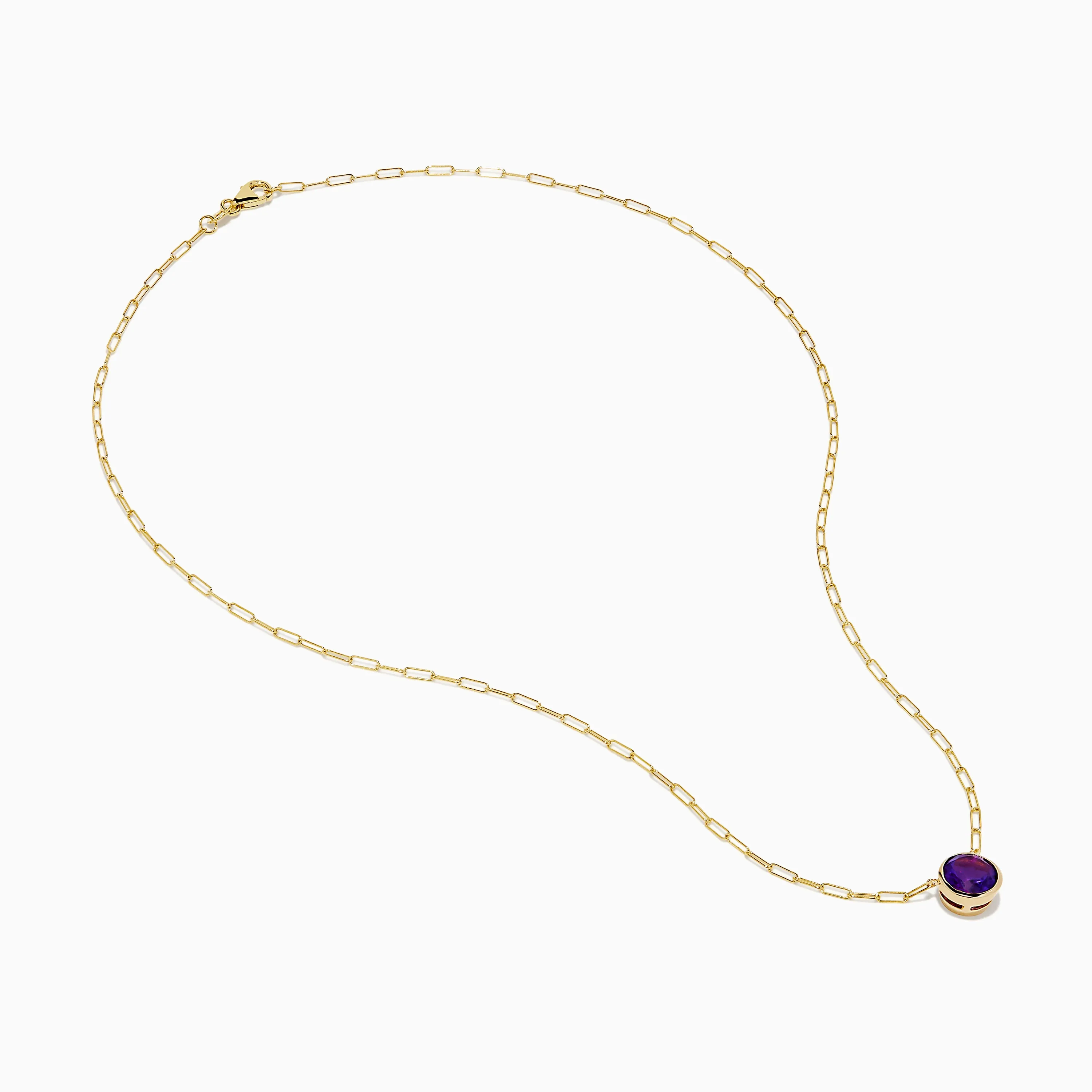 14K Yellow Gold Amethyst Bezel Paperclip Chain Pendant sold by Effy product image thumbnail 2