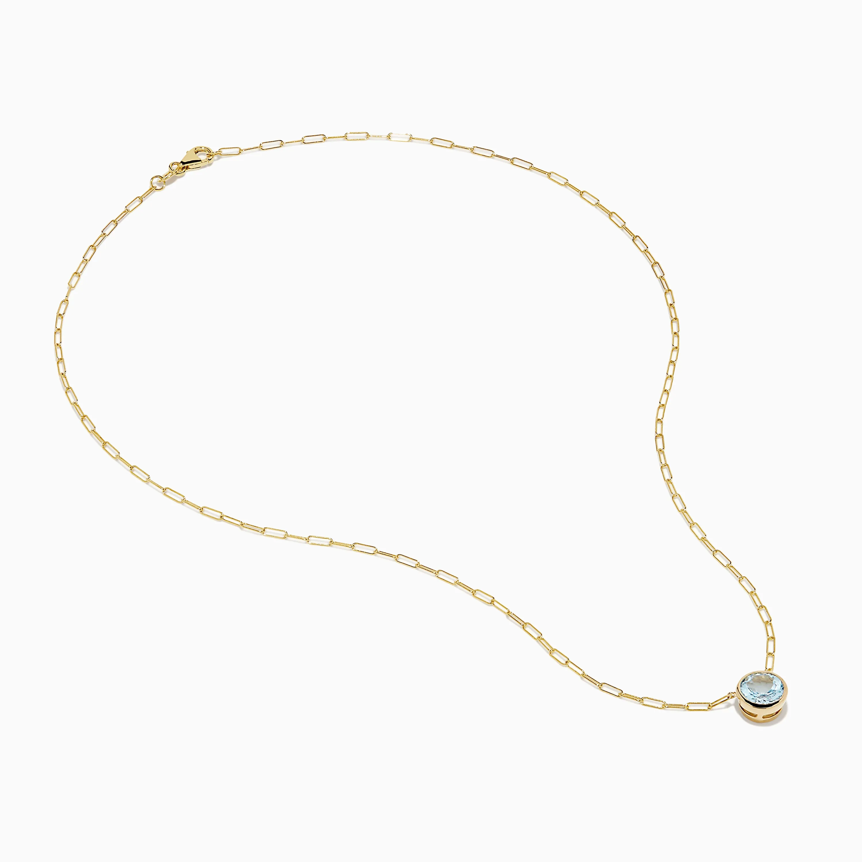 14K Yellow Gold Aquamarine Bezel Paperclip Chain Pendant sold by Effy product image thumbnail 2