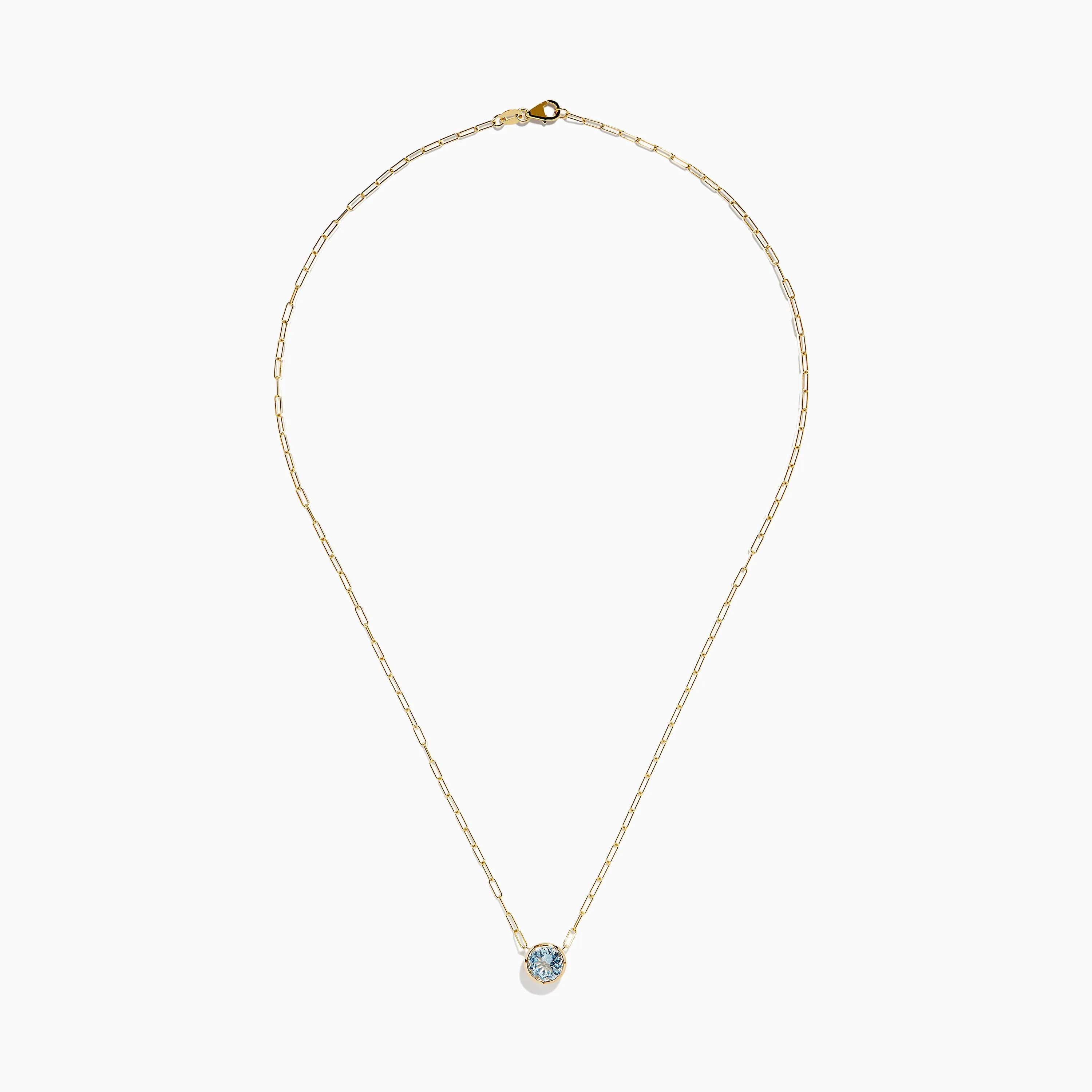 14K Yellow Gold Aquamarine Bezel Paperclip Chain Pendant sold by Effy product image thumbnail 3