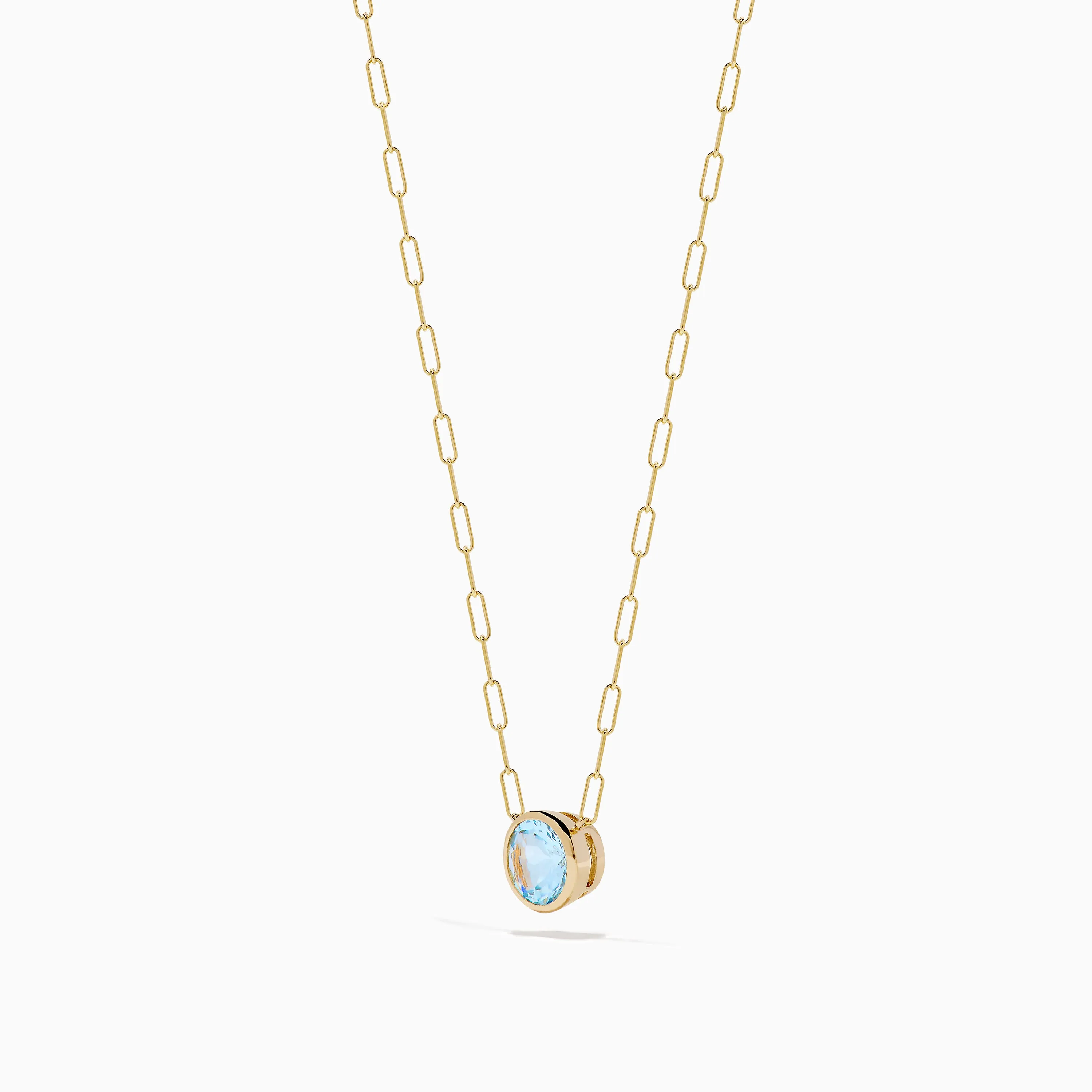 14K Yellow Gold Aquamarine Bezel Paperclip Chain Pendant sold by Effy product image thumbnail 4
