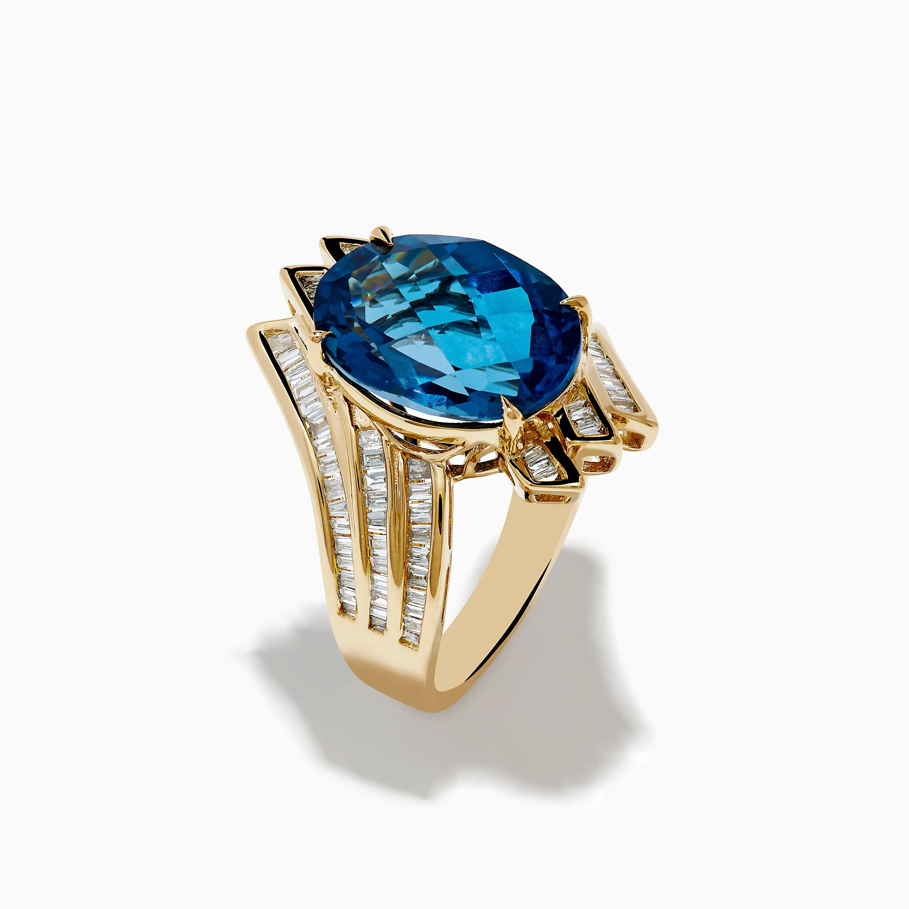 Ocean Bleu 14K Yellow Gold London Blue Topaz and Diamond Ring sold by Effy product image thumbnail 4
