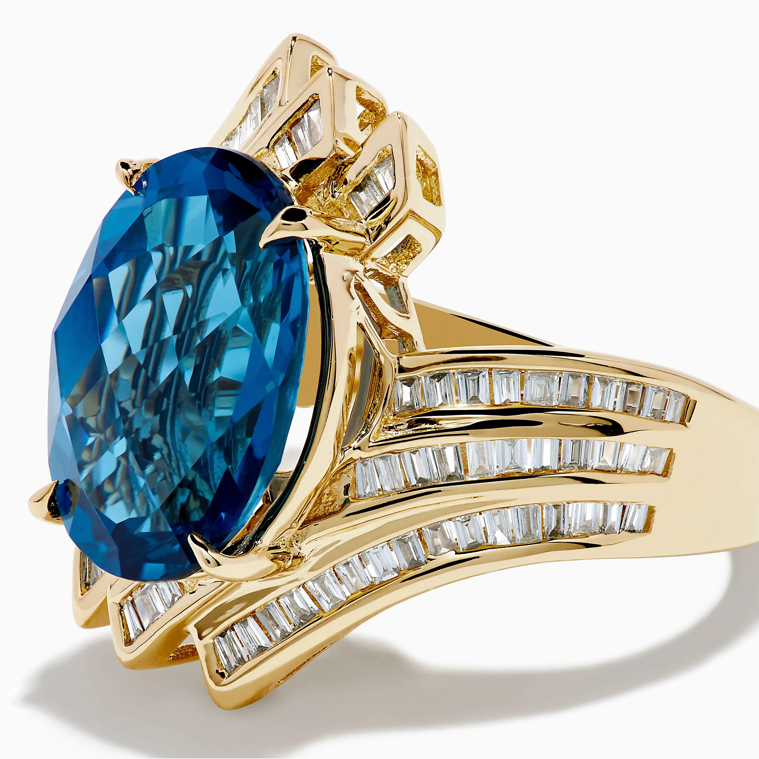 Ocean Bleu 14K Yellow Gold London Blue Topaz and Diamond Ring sold by Effy product image thumbnail 2