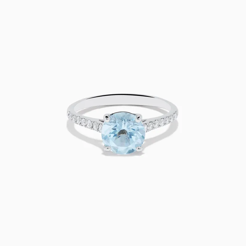 Aquarius 14K White Gold Aquamarine and Diamond Ring sold by Effy