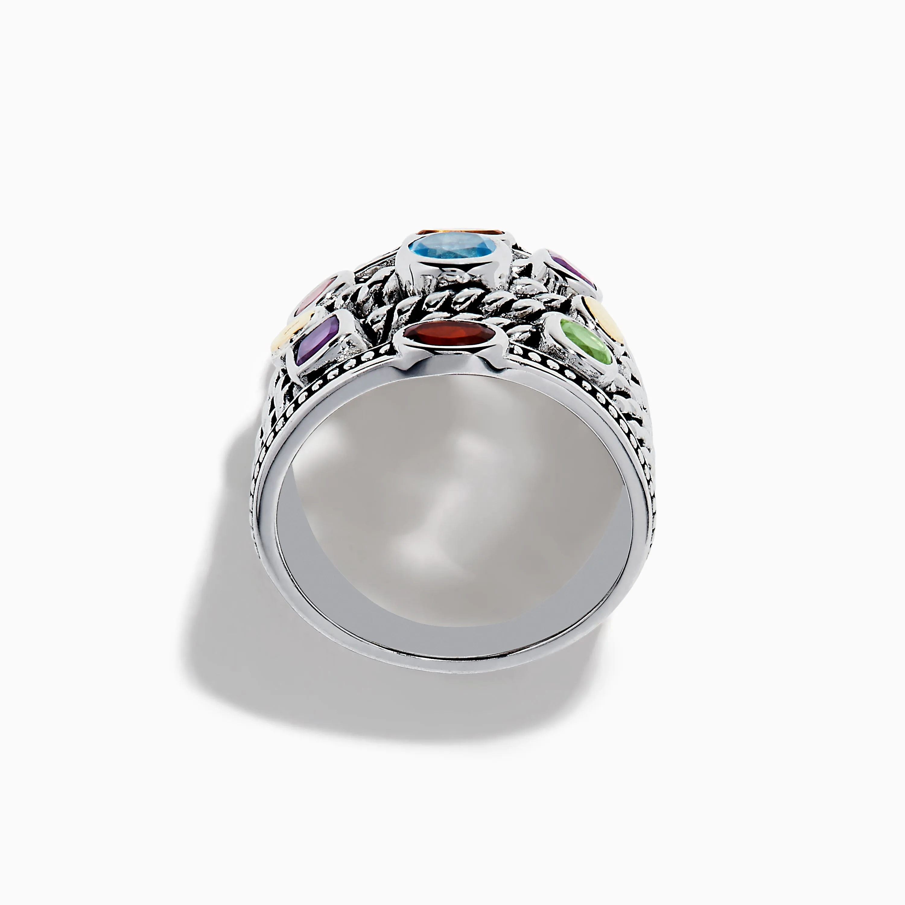 Mosaic 925 Sterling Silver & 18K Yellow Gold Multi Color Gemstone Ring sold by Effy product image thumbnail 3