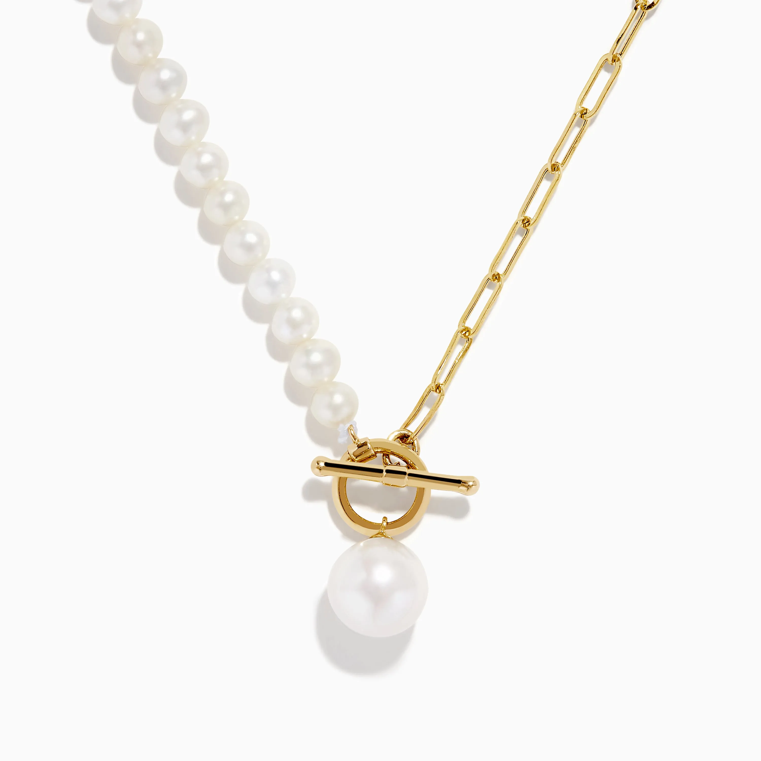 14K Yellow Gold Fresh Water Pearl & Paperclip Chain Necklace sold by Effy