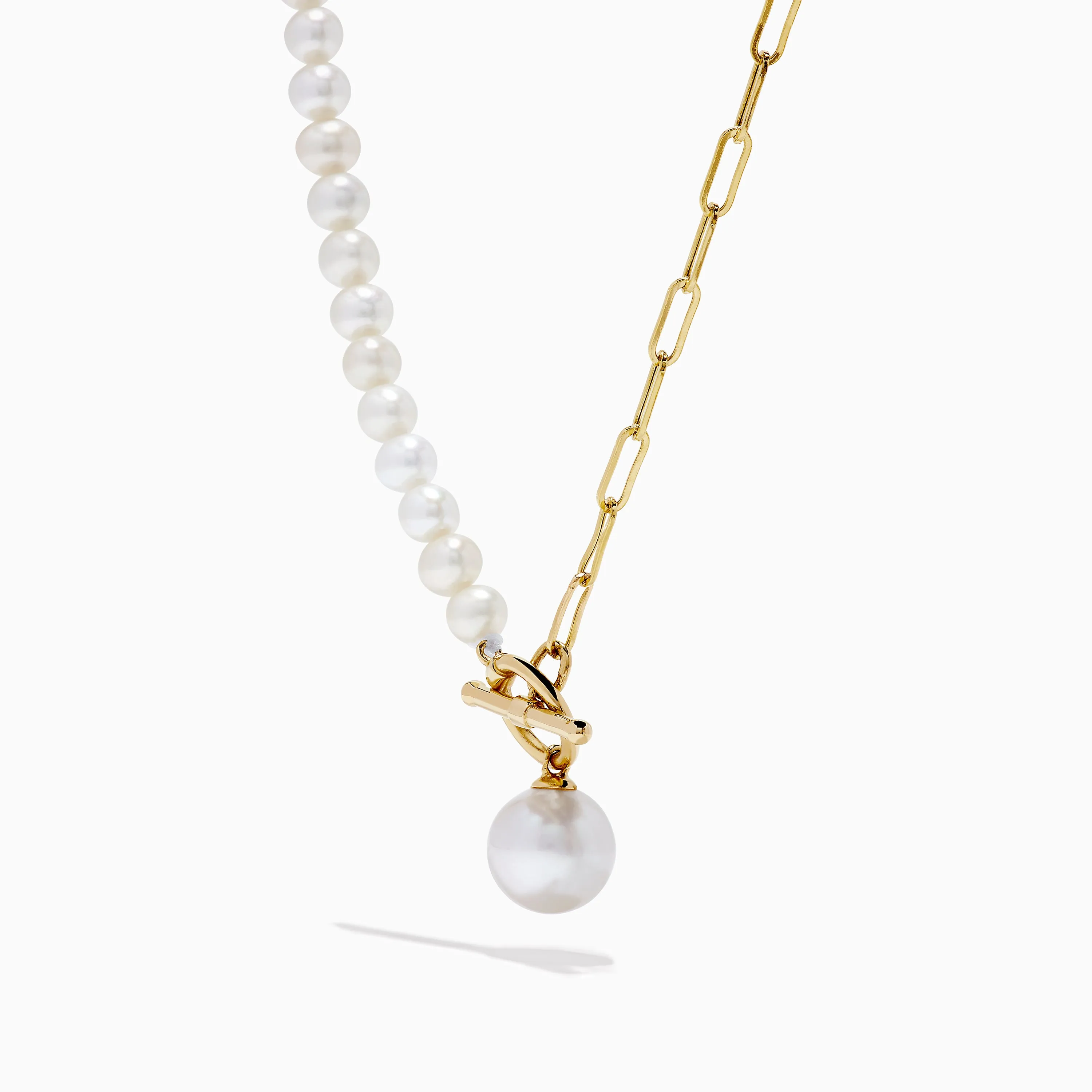 14K Yellow Gold Fresh Water Pearl & Paperclip Chain Necklace sold by Effy product image thumbnail 4