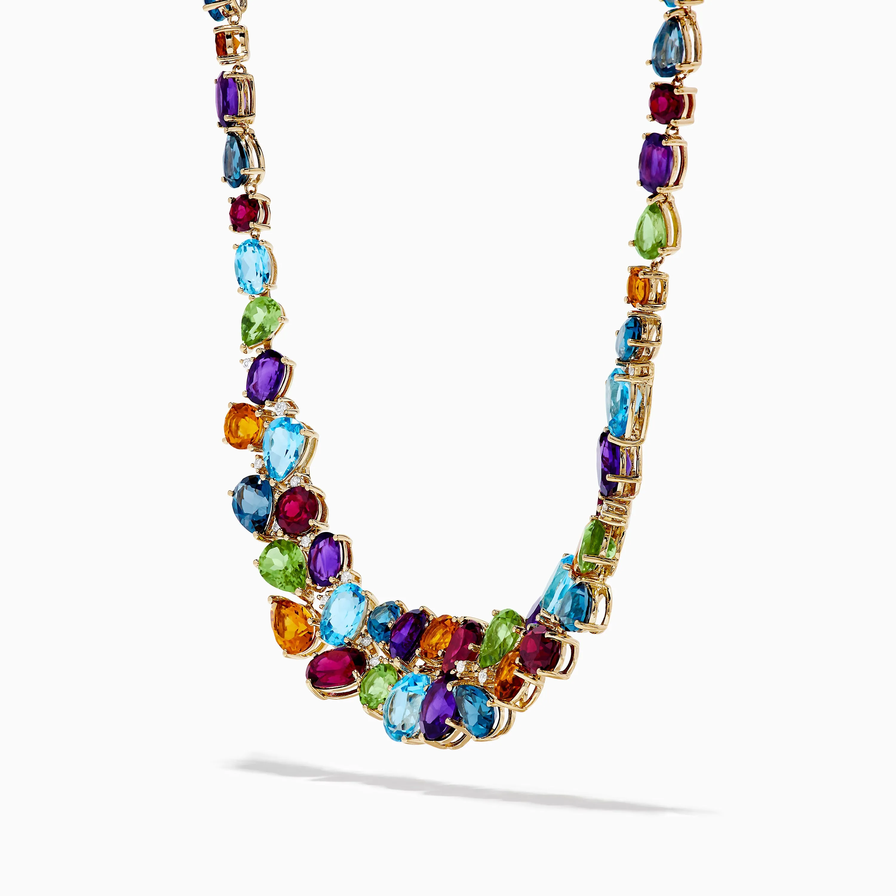 Mosaic 14K Yellow Gold Multi Color Gemstone and Diamond Necklace sold by Effy product image thumbnail 4
