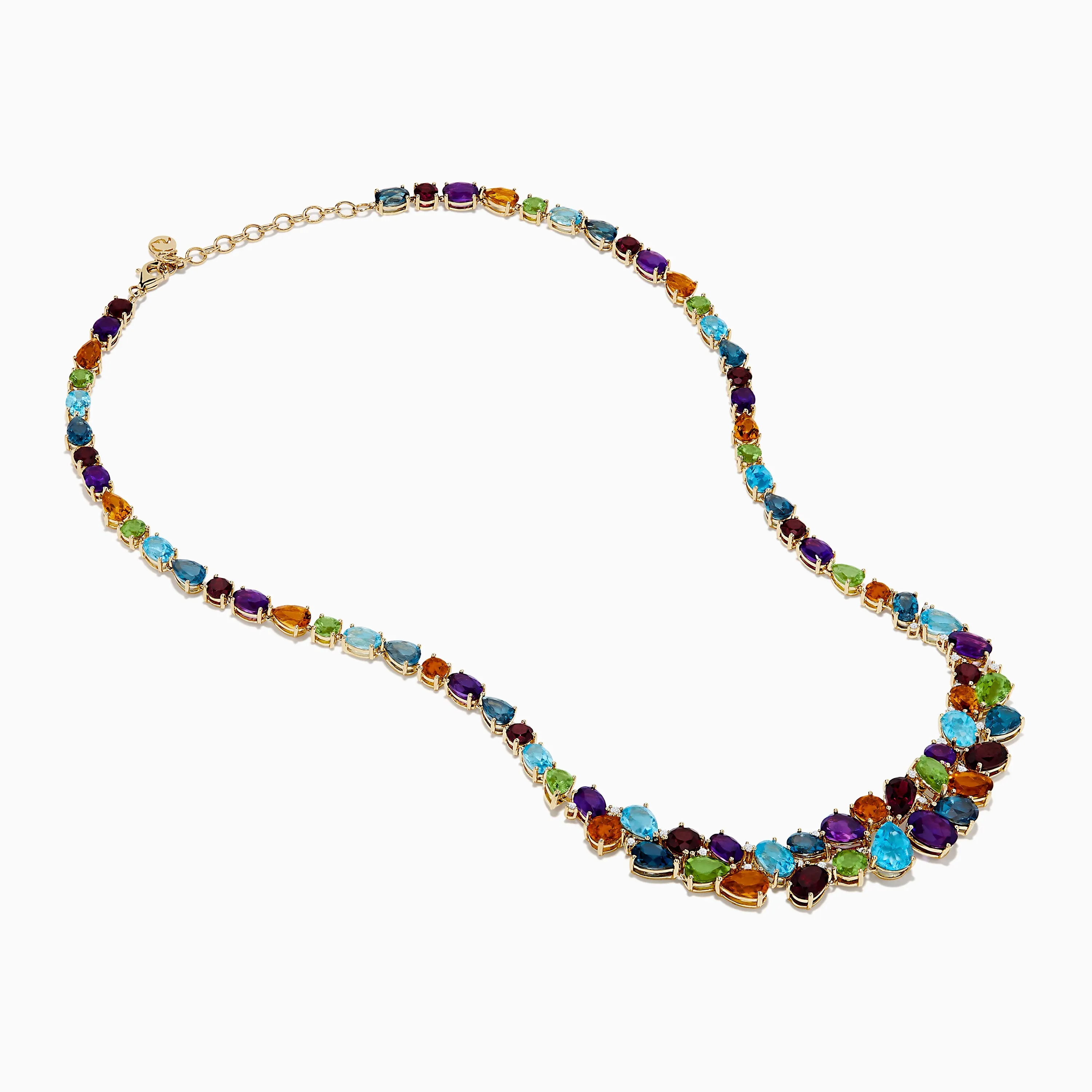 Mosaic 14K Yellow Gold Multi Color Gemstone and Diamond Necklace sold by Effy product image thumbnail 2