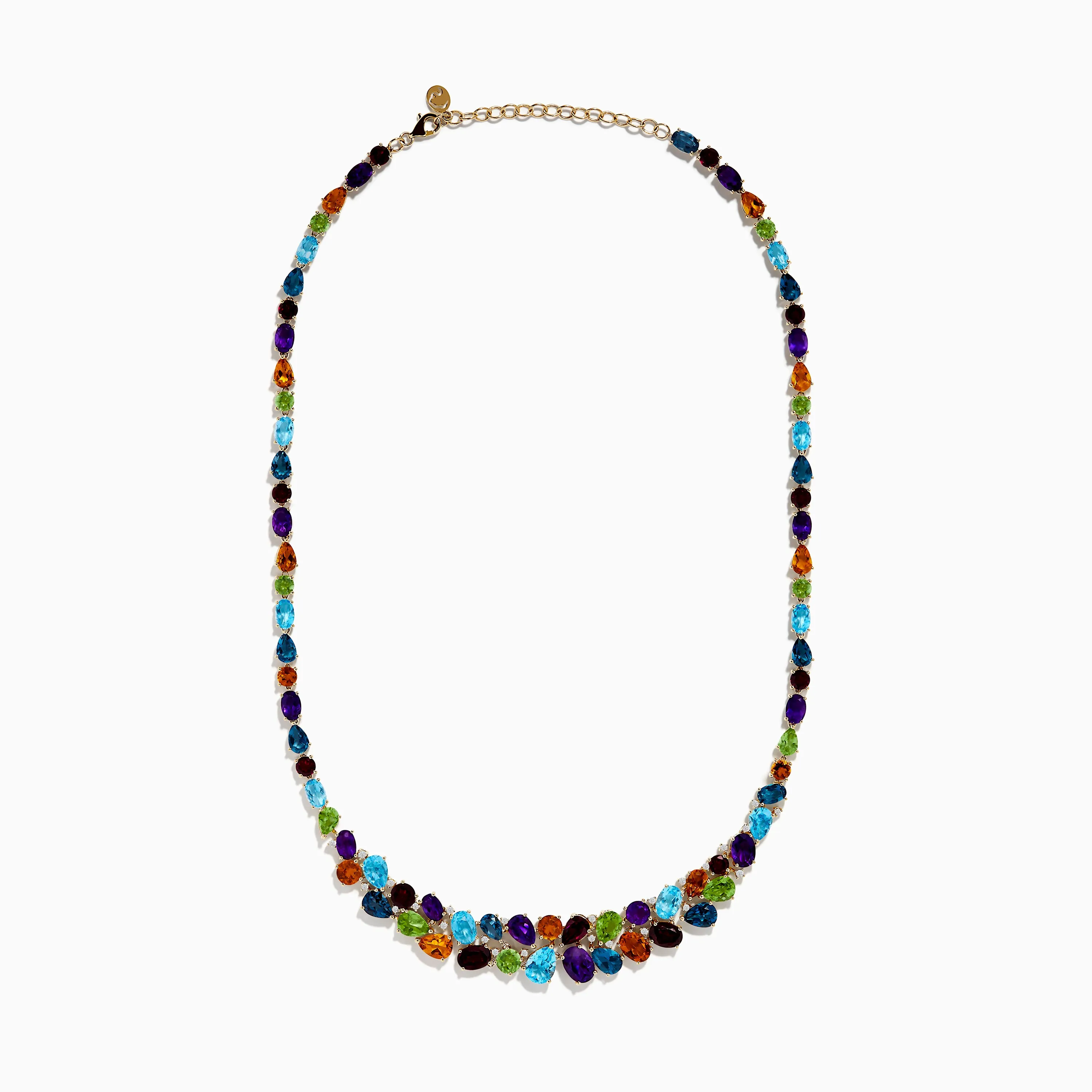 Mosaic 14K Yellow Gold Multi Color Gemstone and Diamond Necklace sold by Effy product image thumbnail 3