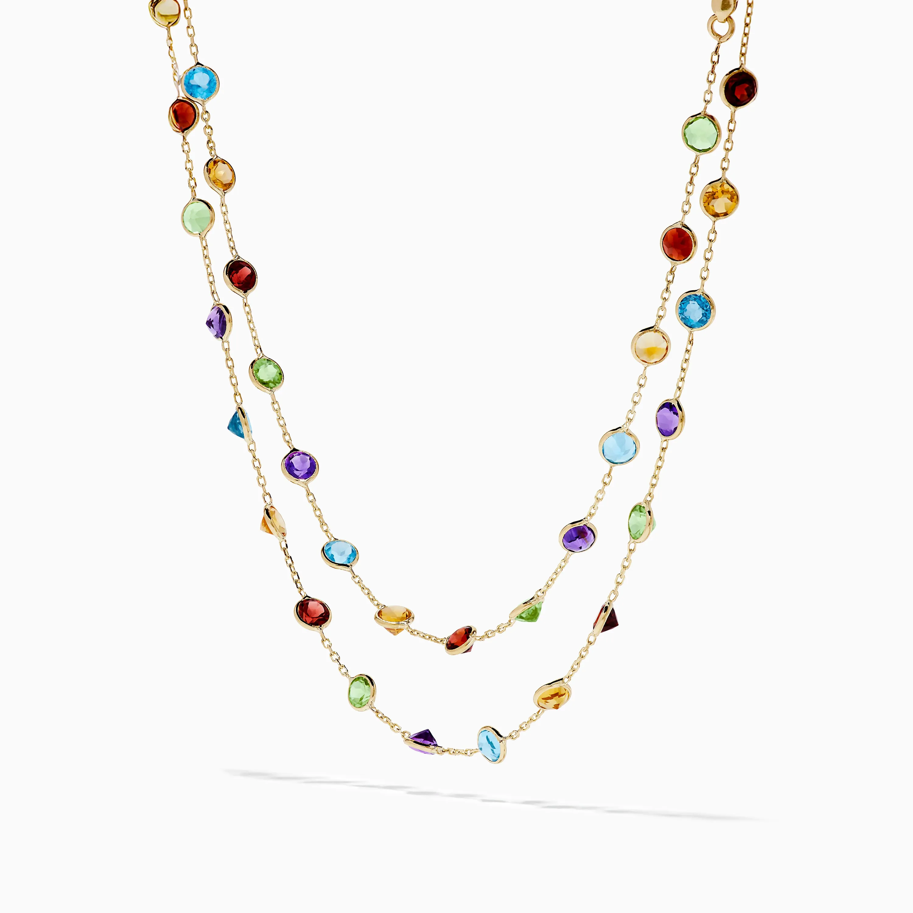 Mosaic 14K Yellow Gold Multi Color Gemstone and Diamond Necklace sold by Effy product image thumbnail 4