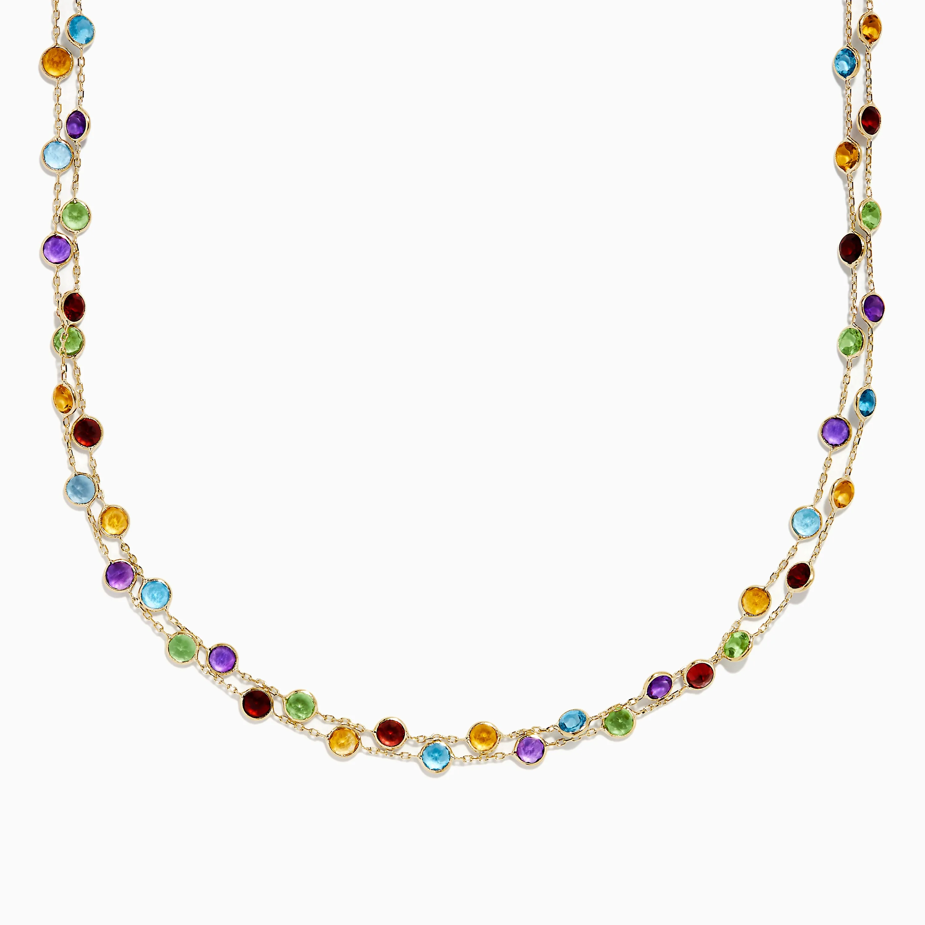 Mosaic 14K Yellow Gold Multi Color Gemstone and Diamond Necklace sold by Effy