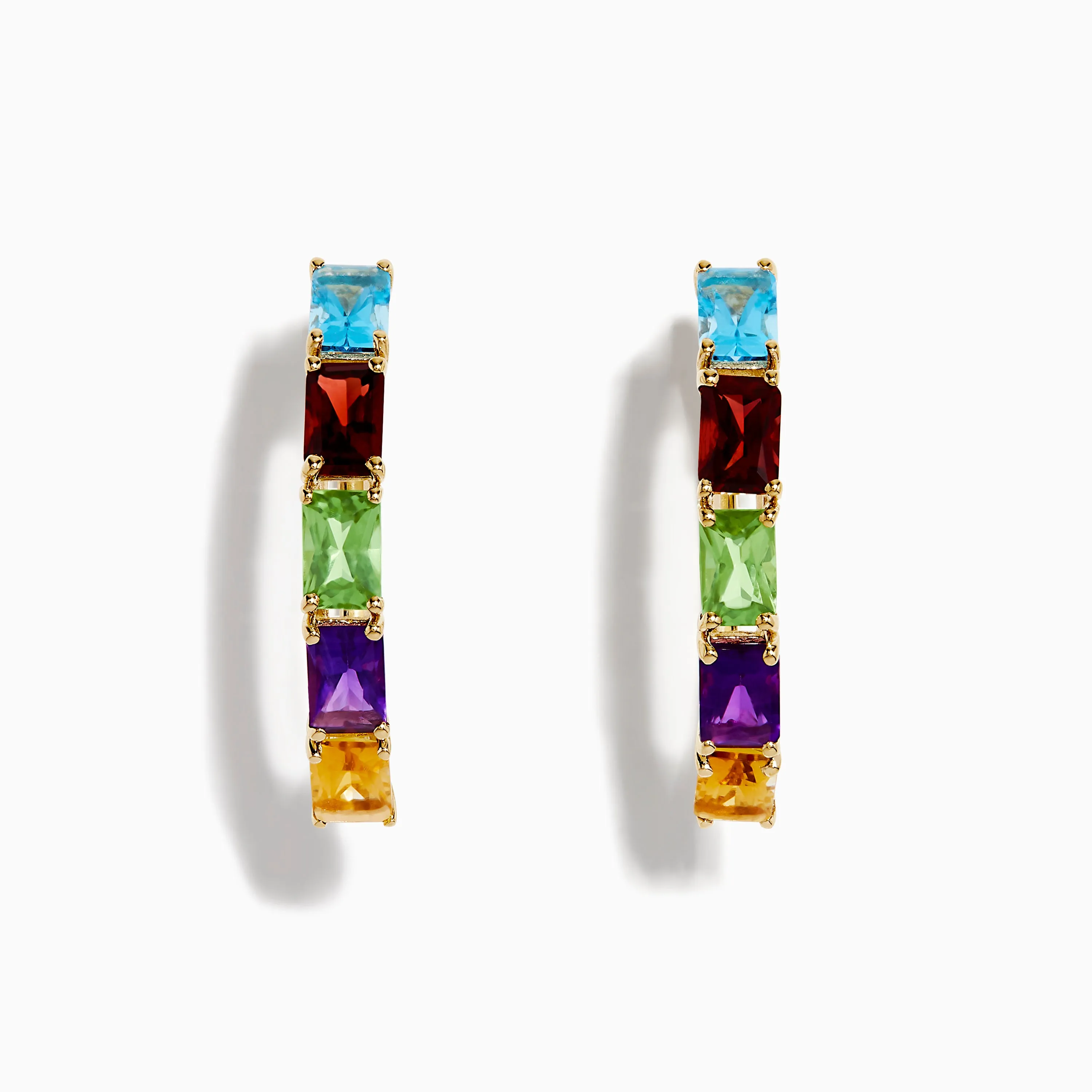 Mosaic 14K Yellow Gold Multi Color Gemstone Hoop Earrings sold by Effy