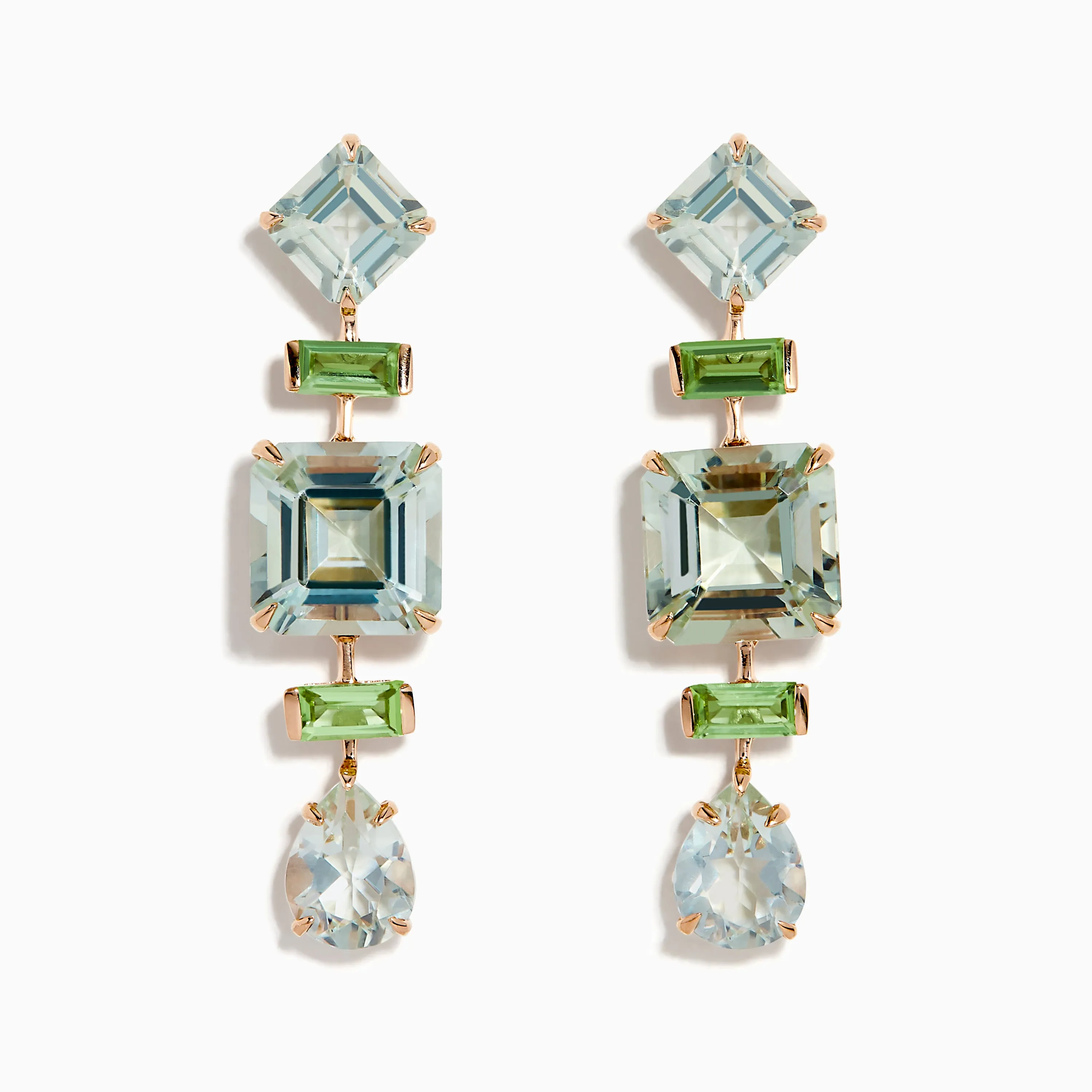 14K Rose Gold Green Amethyst and Peridot Earrings sold by Effy