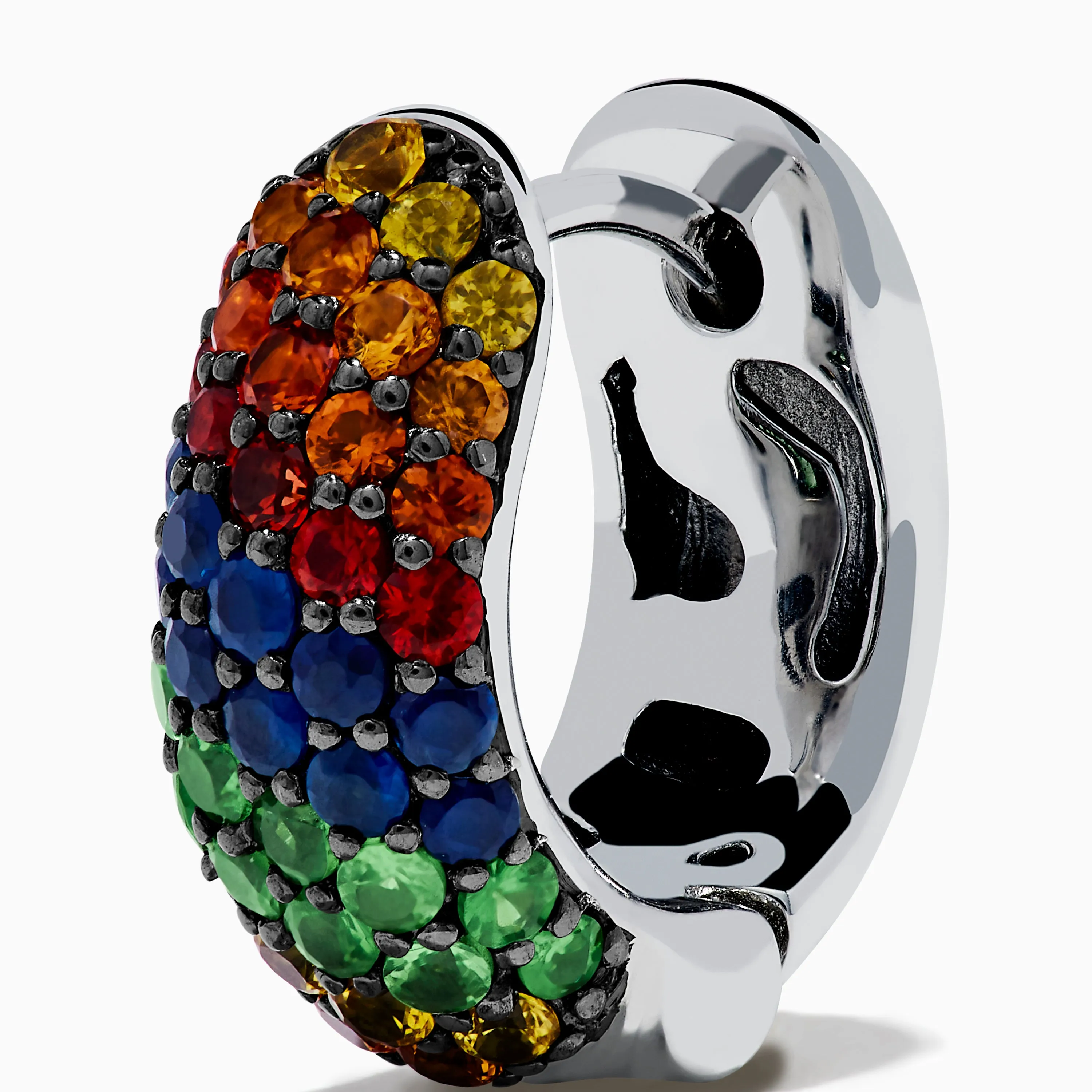 925 Sterling Silver Multi Color Sapphire Huggie Earrings sold by Effy product image thumbnail 2