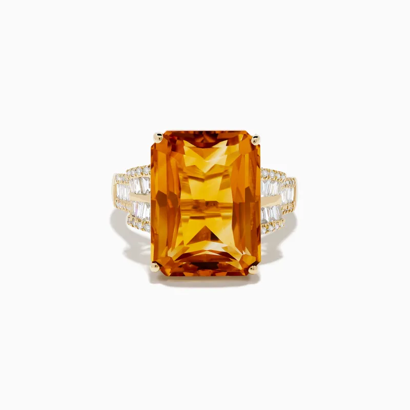 Sunset 14K Yellow Gold Citrine and Diamond Cocktail Ring sold by Effy