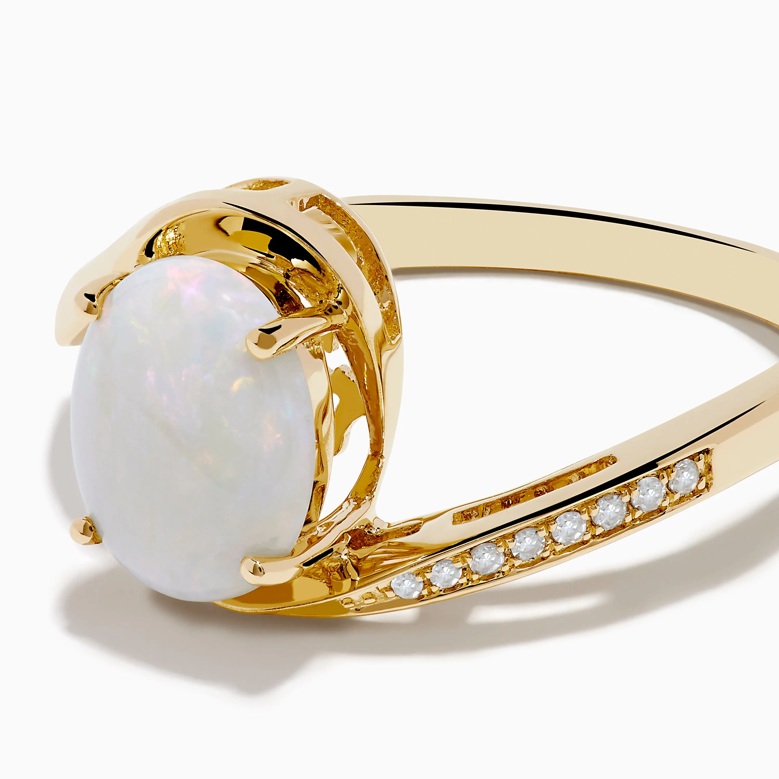 Aurora 14K Yellow Gold Opal and Diamond Ring sold by Effy product image thumbnail 2