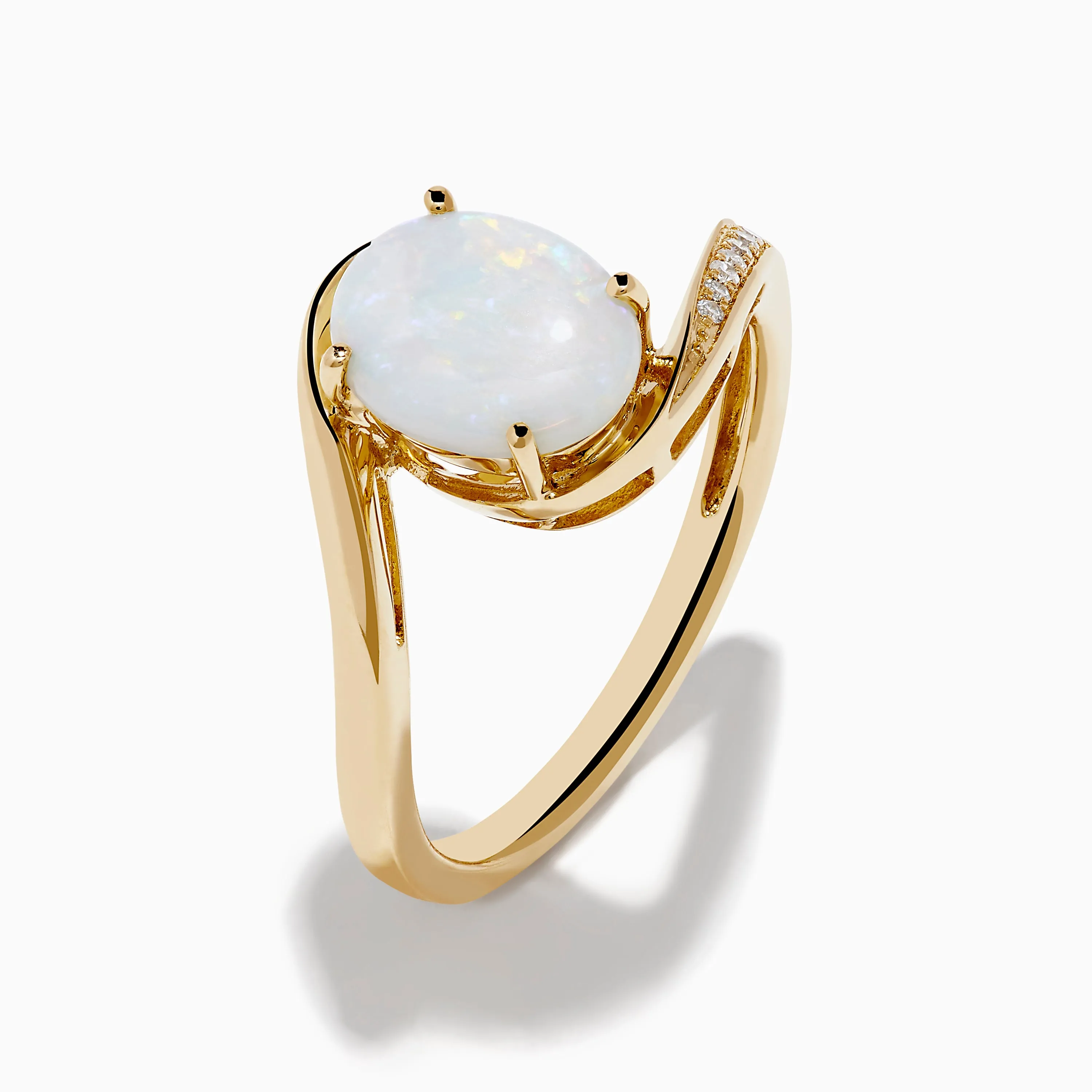 Aurora 14K Yellow Gold Opal and Diamond Ring sold by Effy product image thumbnail 4