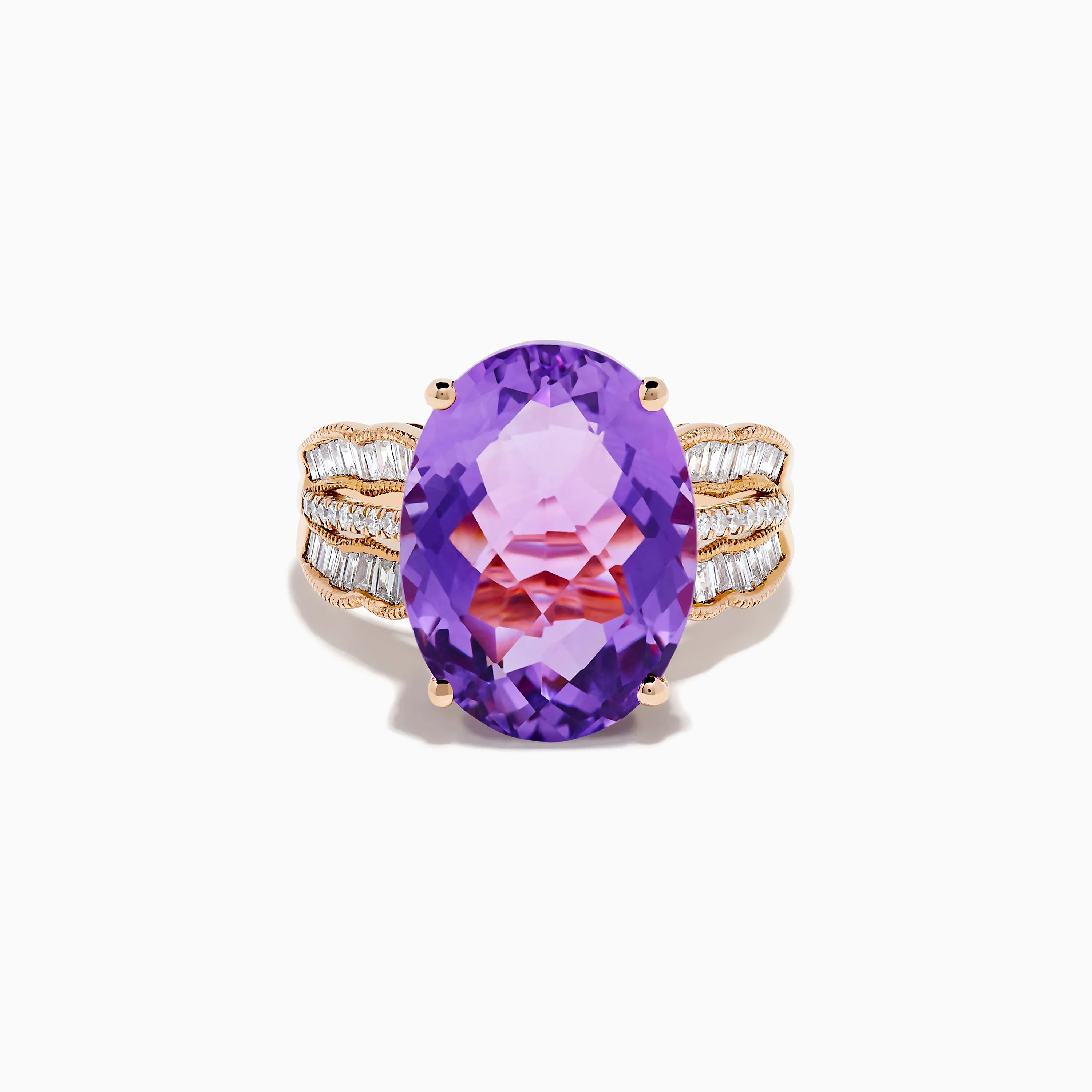 14K Rose Gold Purple Amethyst and Diamond Cocktail Ring sold by Effy