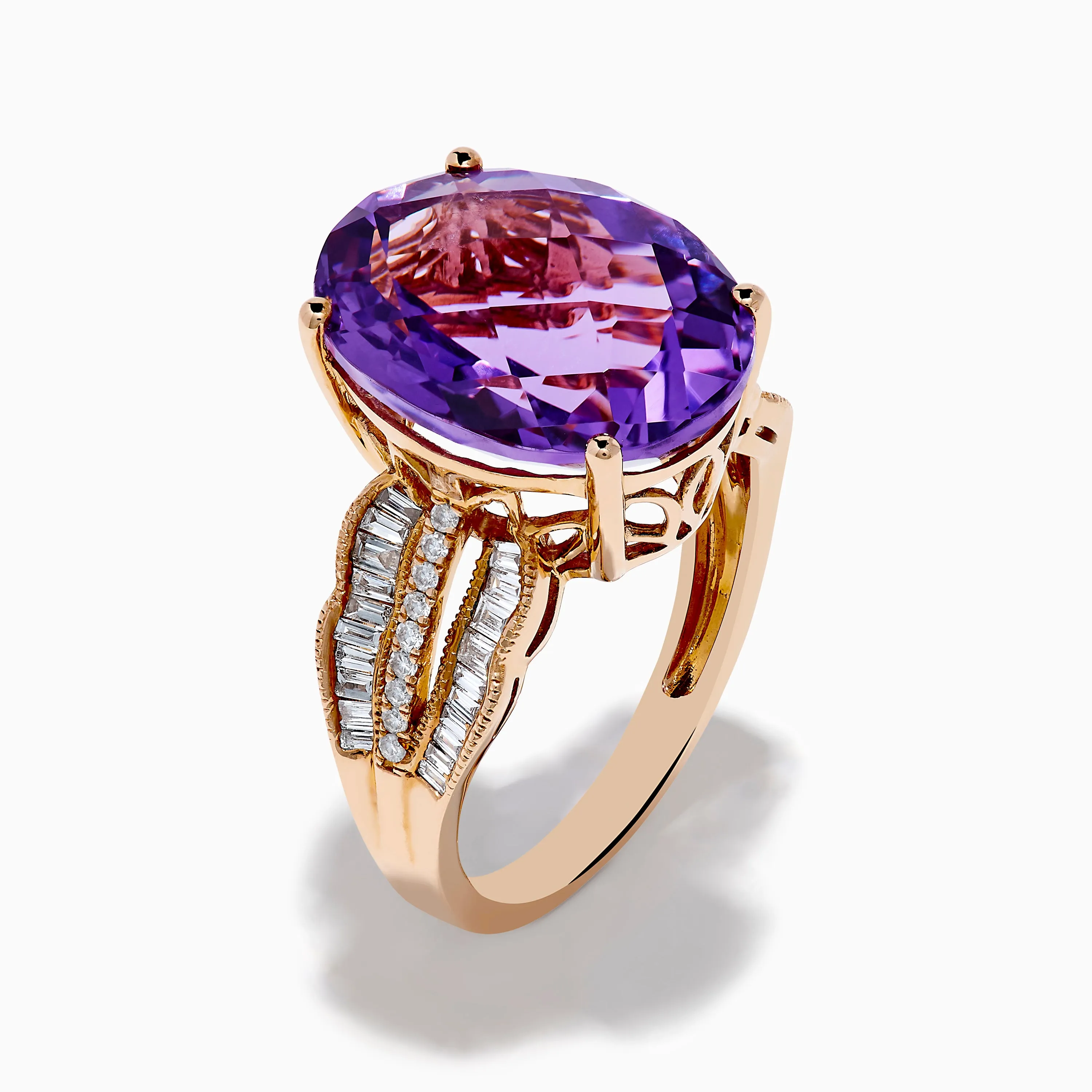 14K Rose Gold Purple Amethyst and Diamond Cocktail Ring sold by Effy product image thumbnail 4