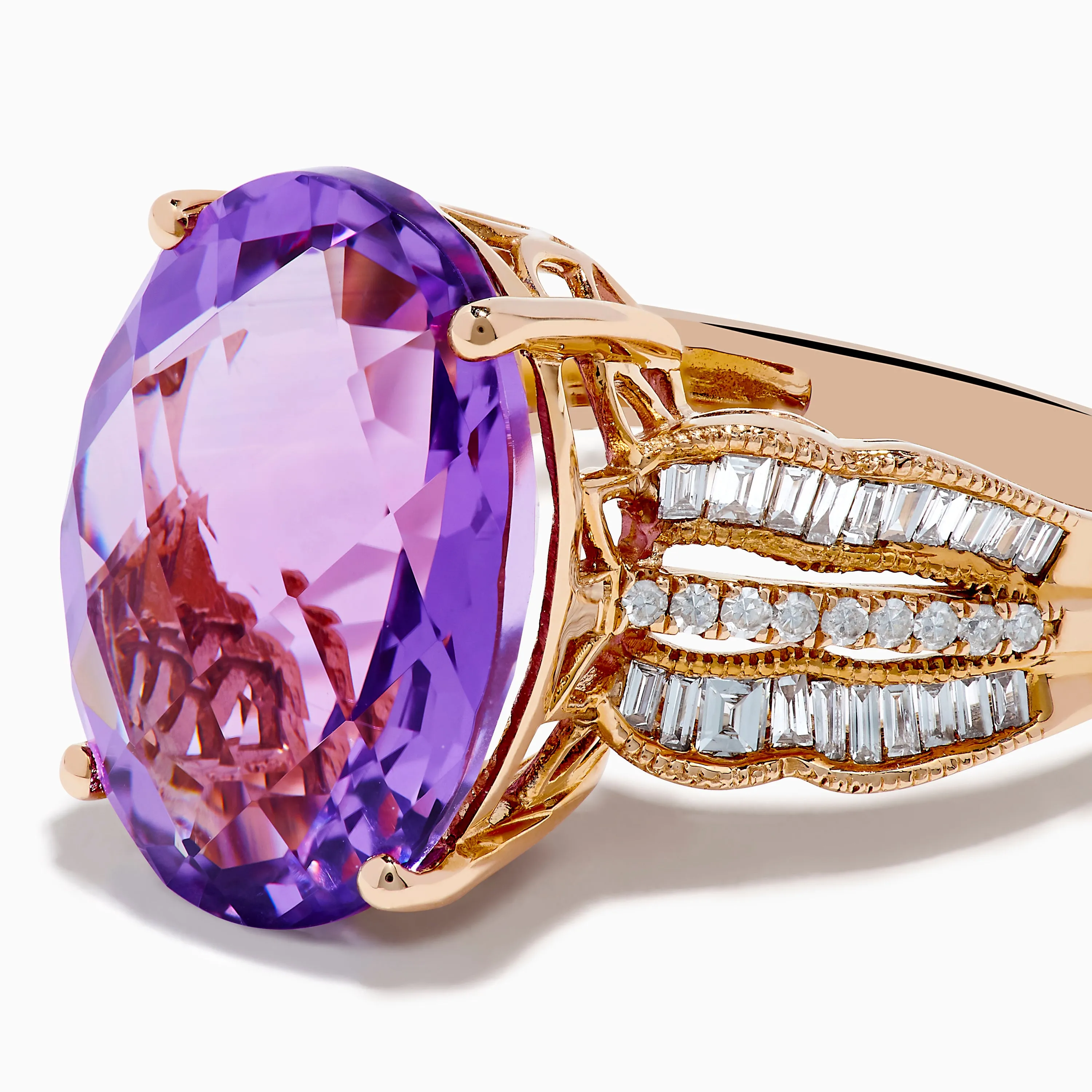 14K Rose Gold Purple Amethyst and Diamond Cocktail Ring sold by Effy product image thumbnail 2