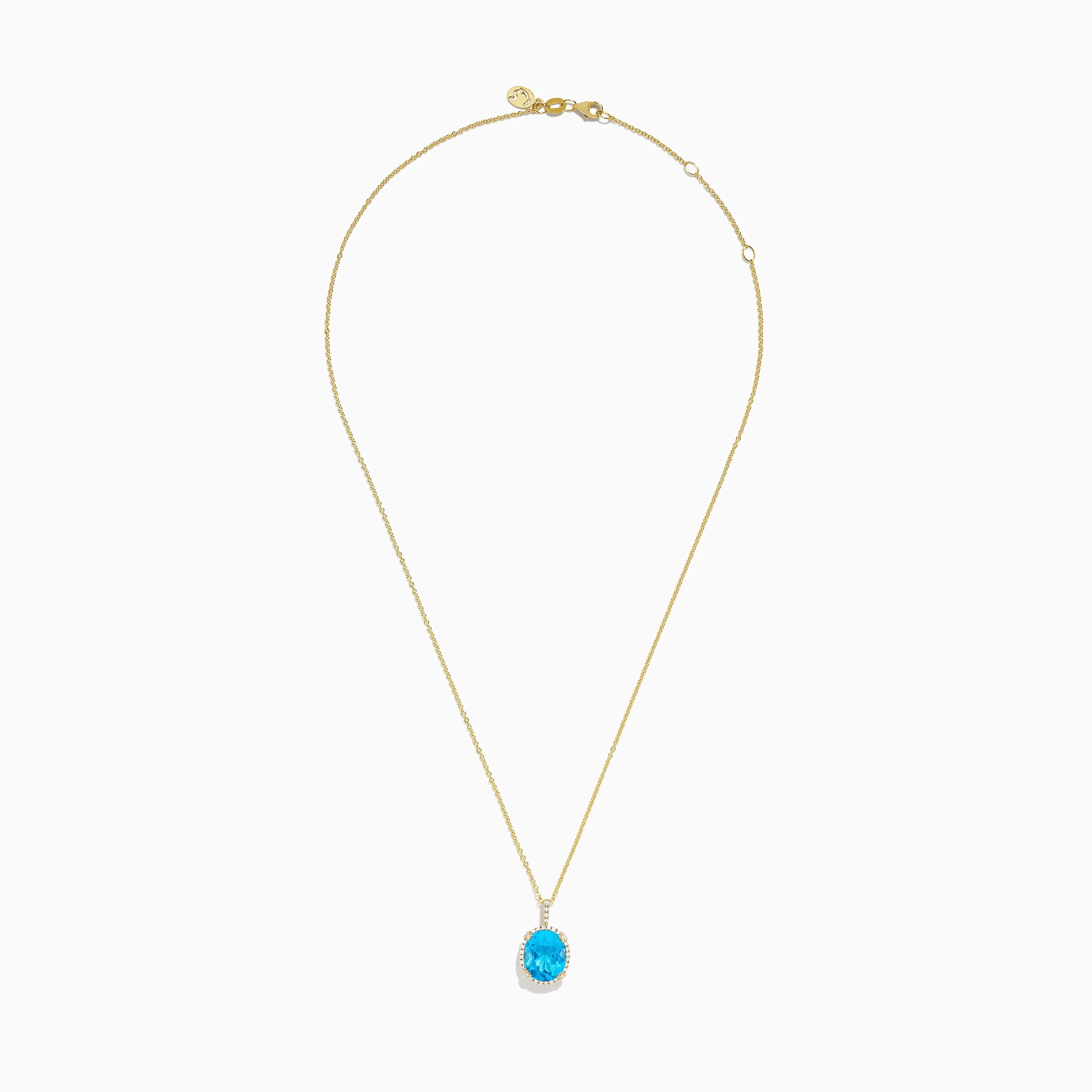 Ocean Bleu 14K Yellow Gold Blue Topaz and Diamond Pendant sold by Effy product image thumbnail 3
