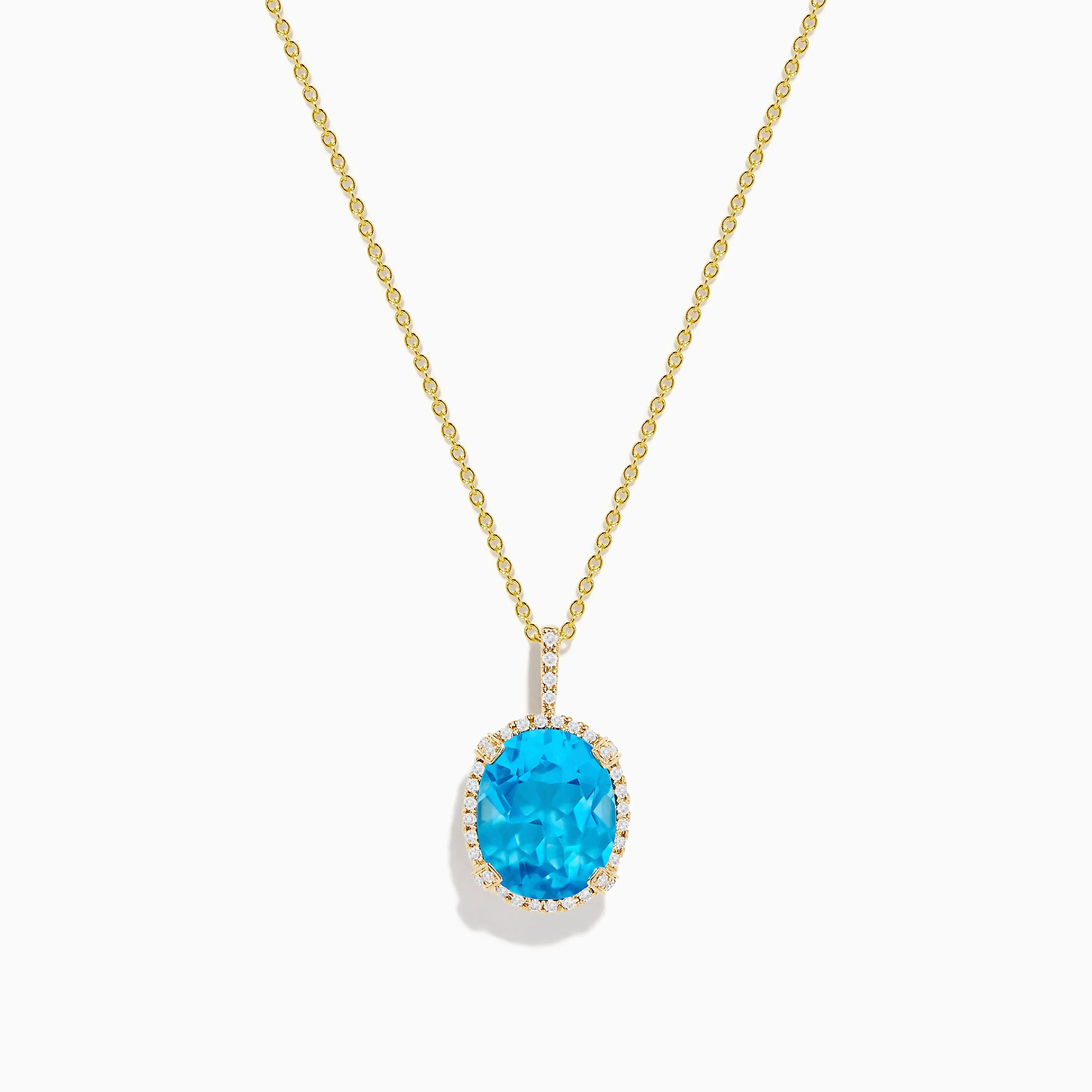 Ocean Bleu 14K Yellow Gold Blue Topaz and Diamond Pendant sold by Effy