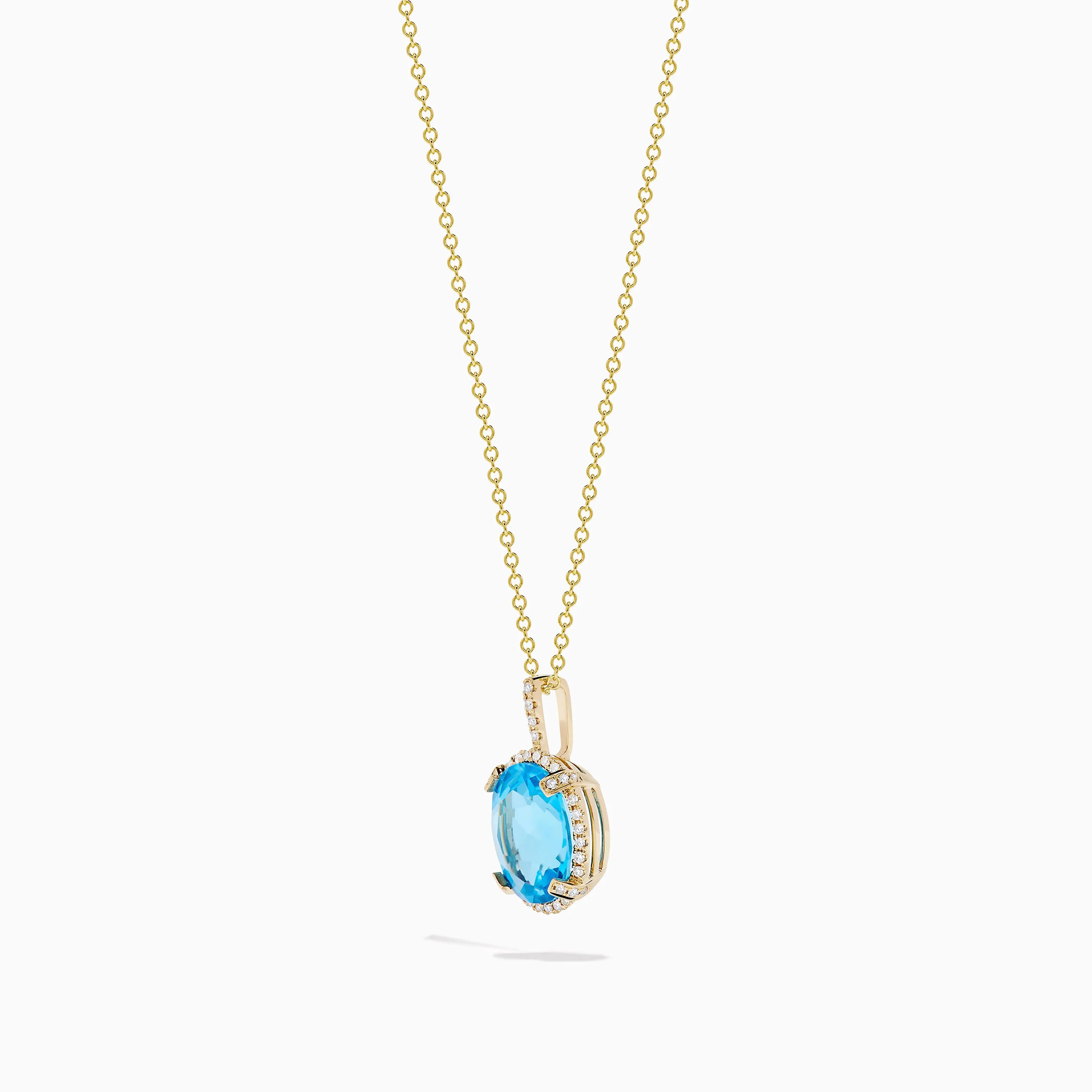 Ocean Bleu 14K Yellow Gold Blue Topaz and Diamond Pendant sold by Effy product image thumbnail 4