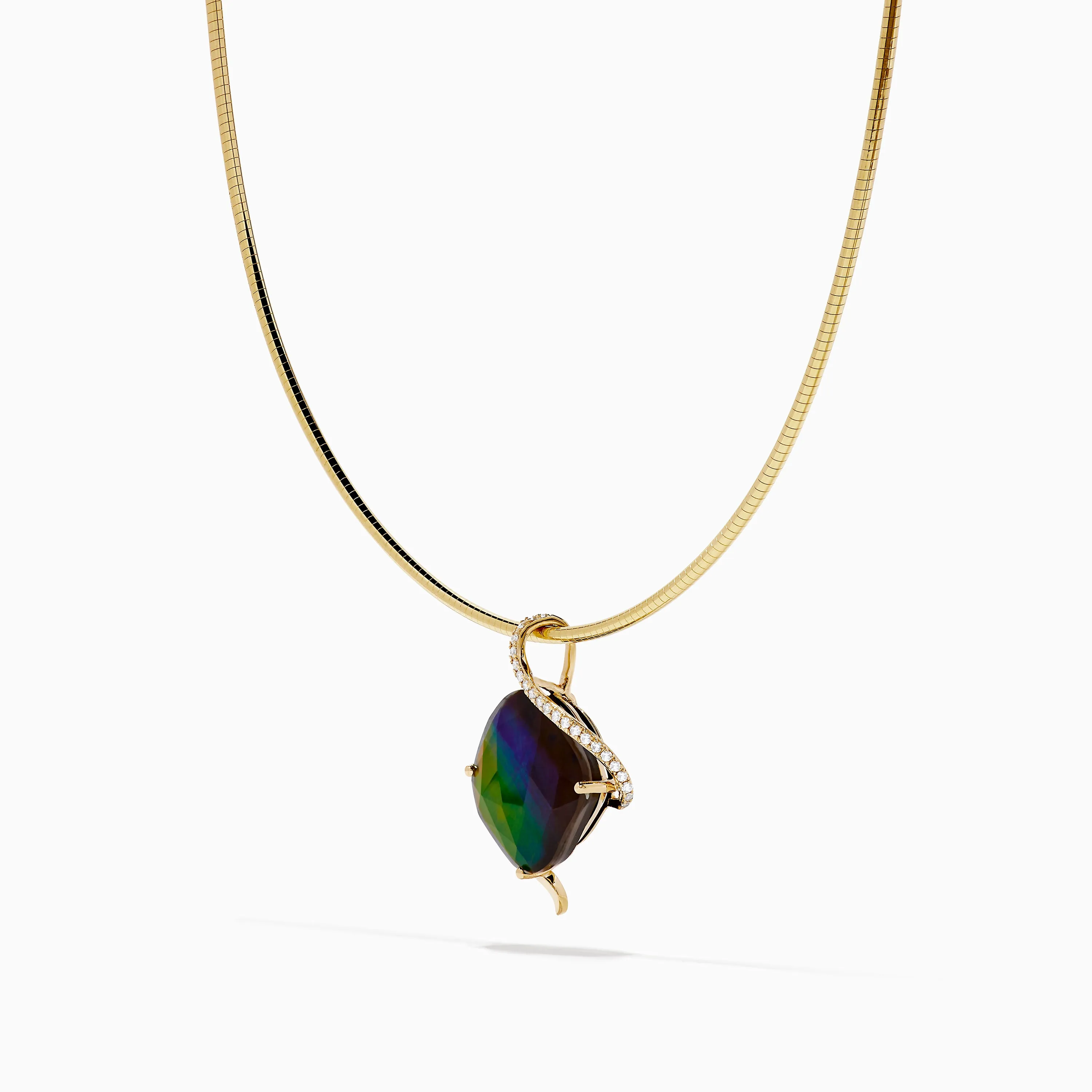 14K Yellow Gold Ammolite and Diamond Snake Chain Pendant sold by Effy product image thumbnail 4