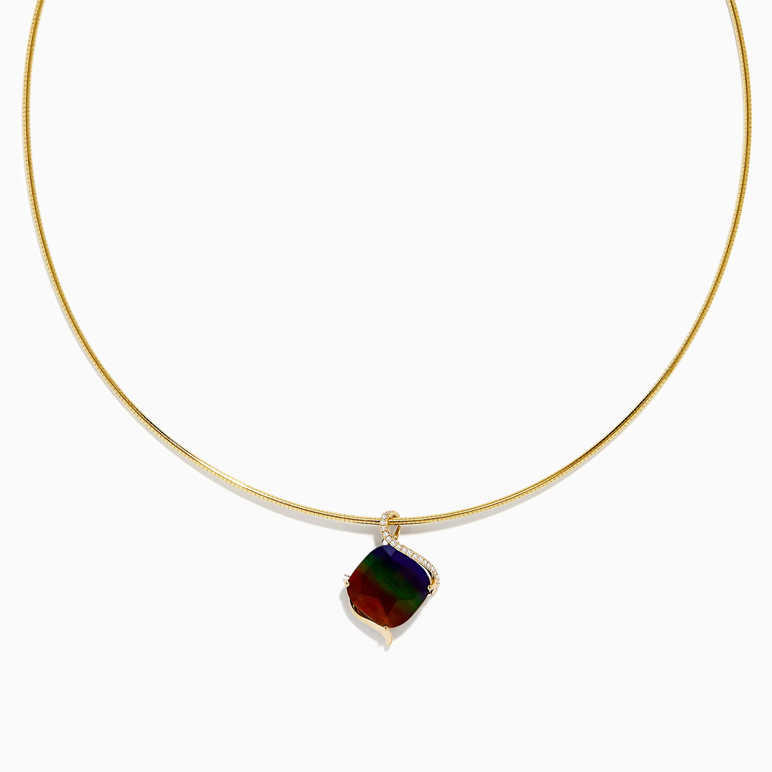 14K Yellow Gold Ammolite and Diamond Snake Chain Pendant sold by Effy