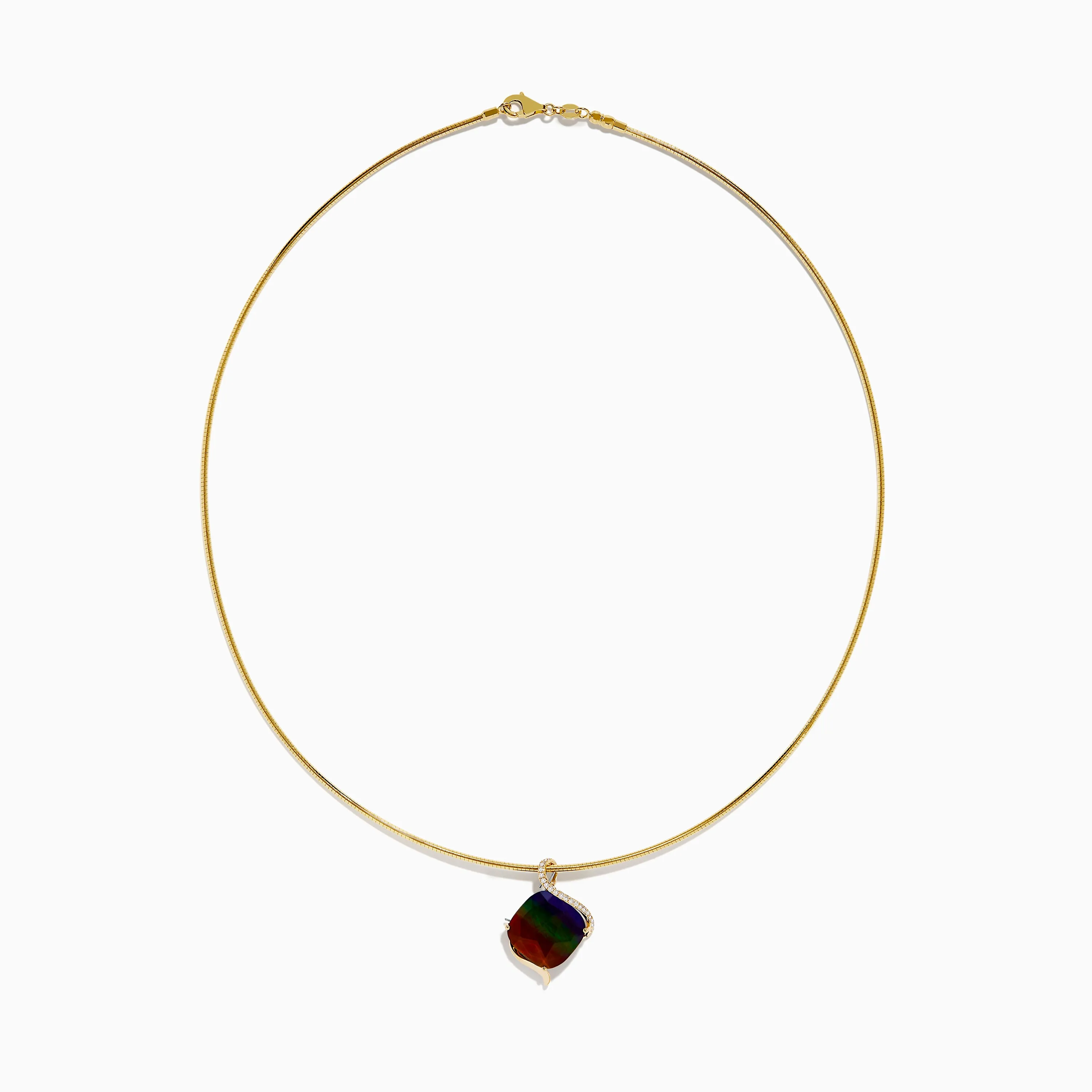 14K Yellow Gold Ammolite and Diamond Snake Chain Pendant sold by Effy product image thumbnail 3