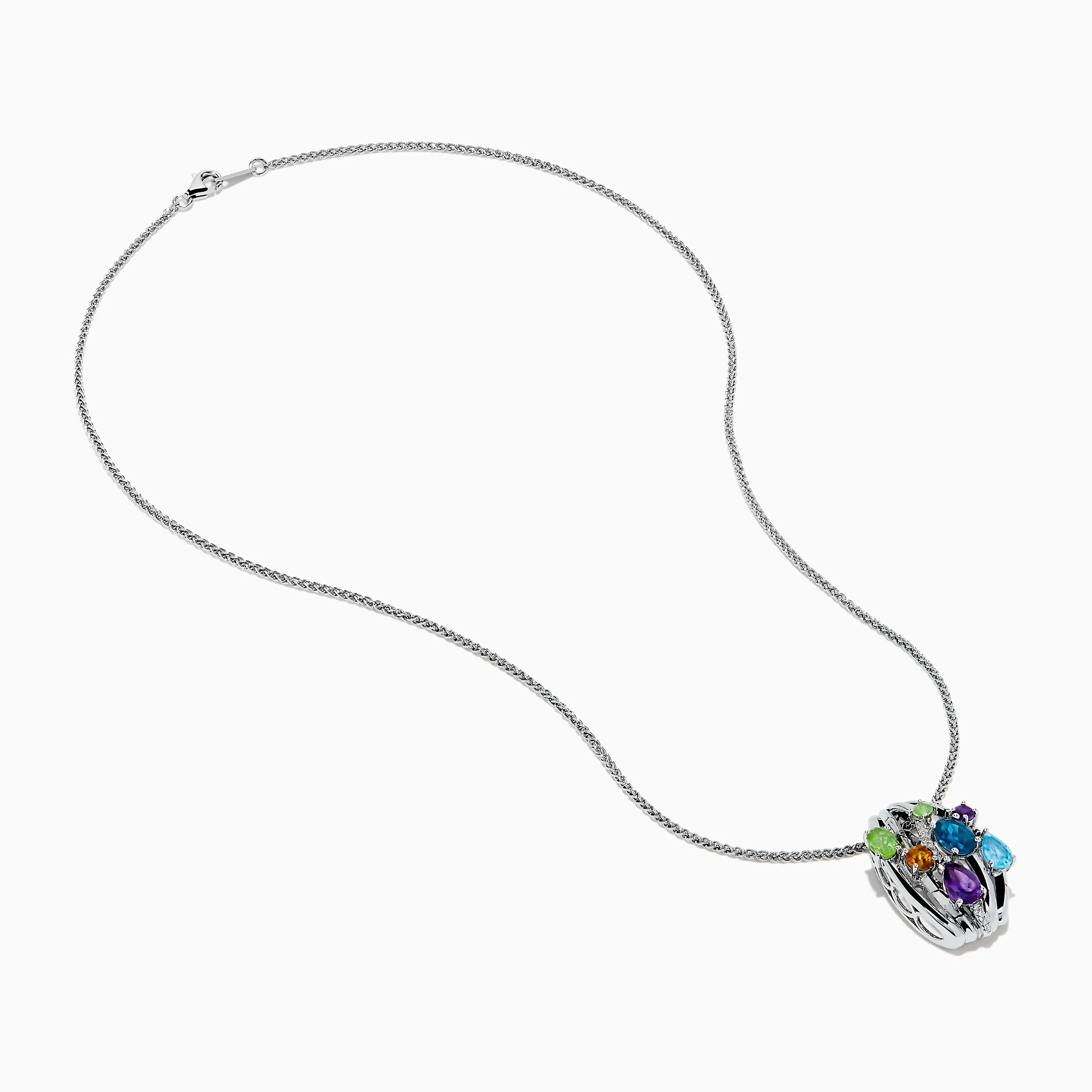 925 Sterling Silver Multi Color Gemstone and Diamond Pendant sold by Effy product image thumbnail 2