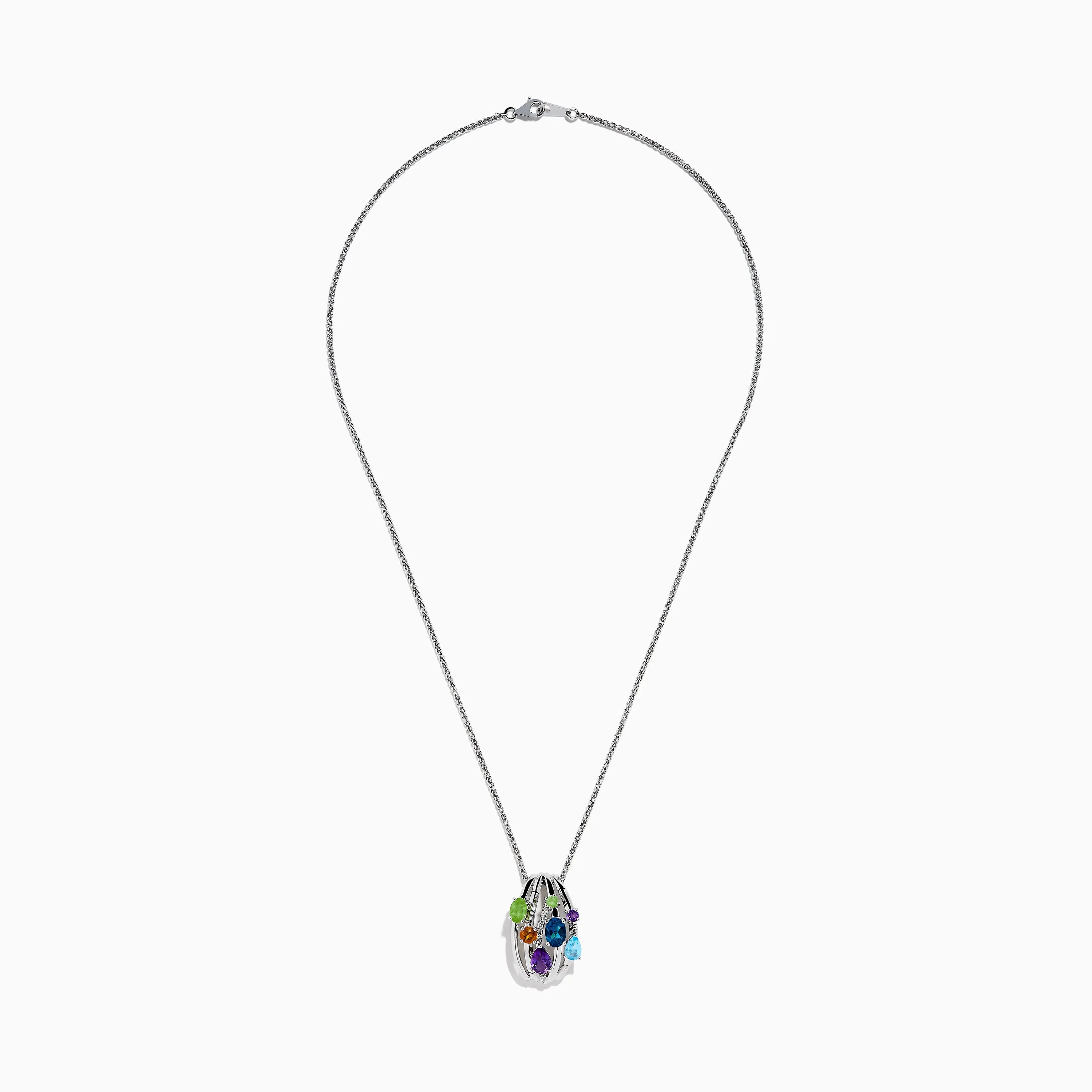 925 Sterling Silver Multi Color Gemstone and Diamond Pendant sold by Effy product image thumbnail 3