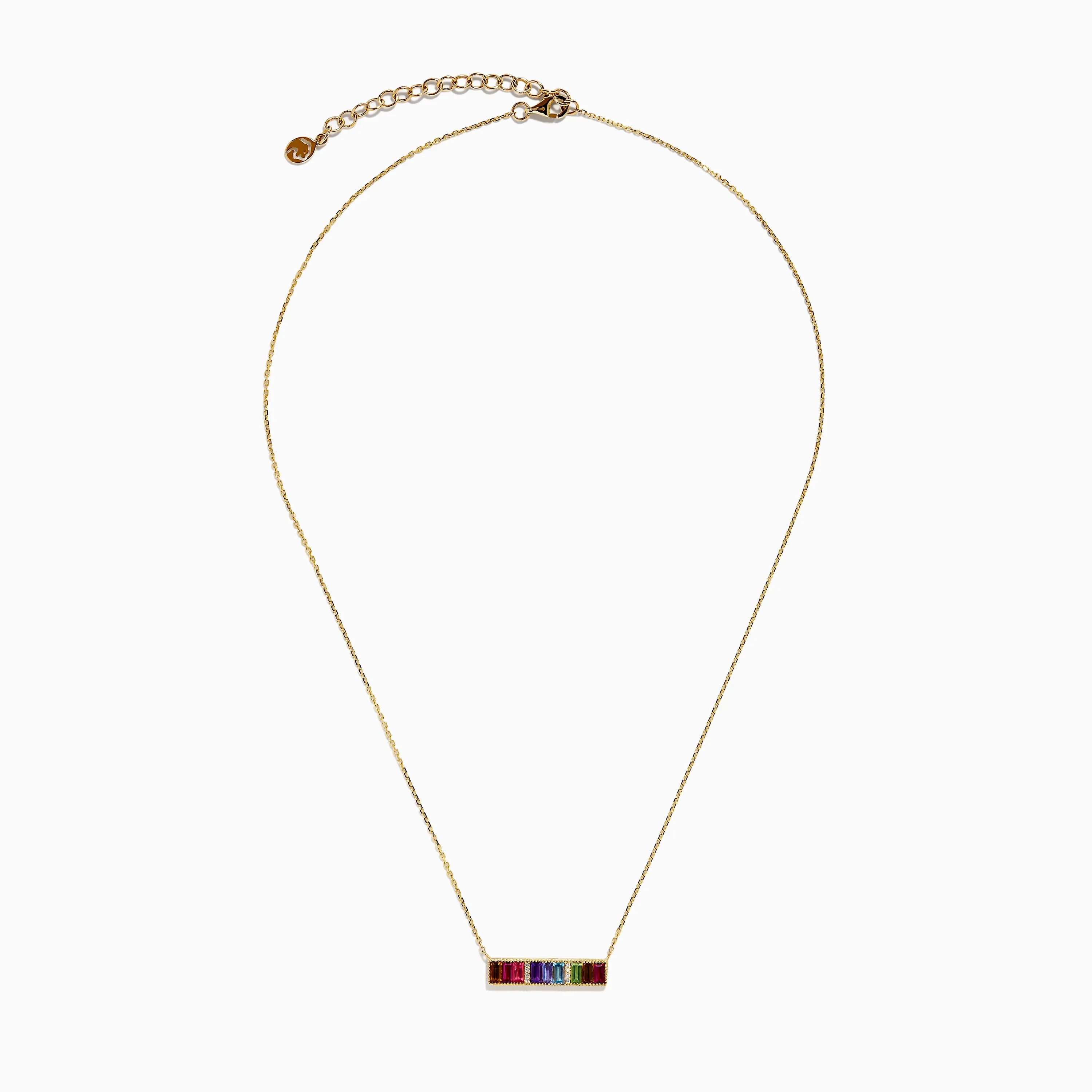 Mosaic 14K Yellow Gold Multi Color Gemstone and Diamond Collar Bone Bar Necklace sold by Effy product image thumbnail 3
