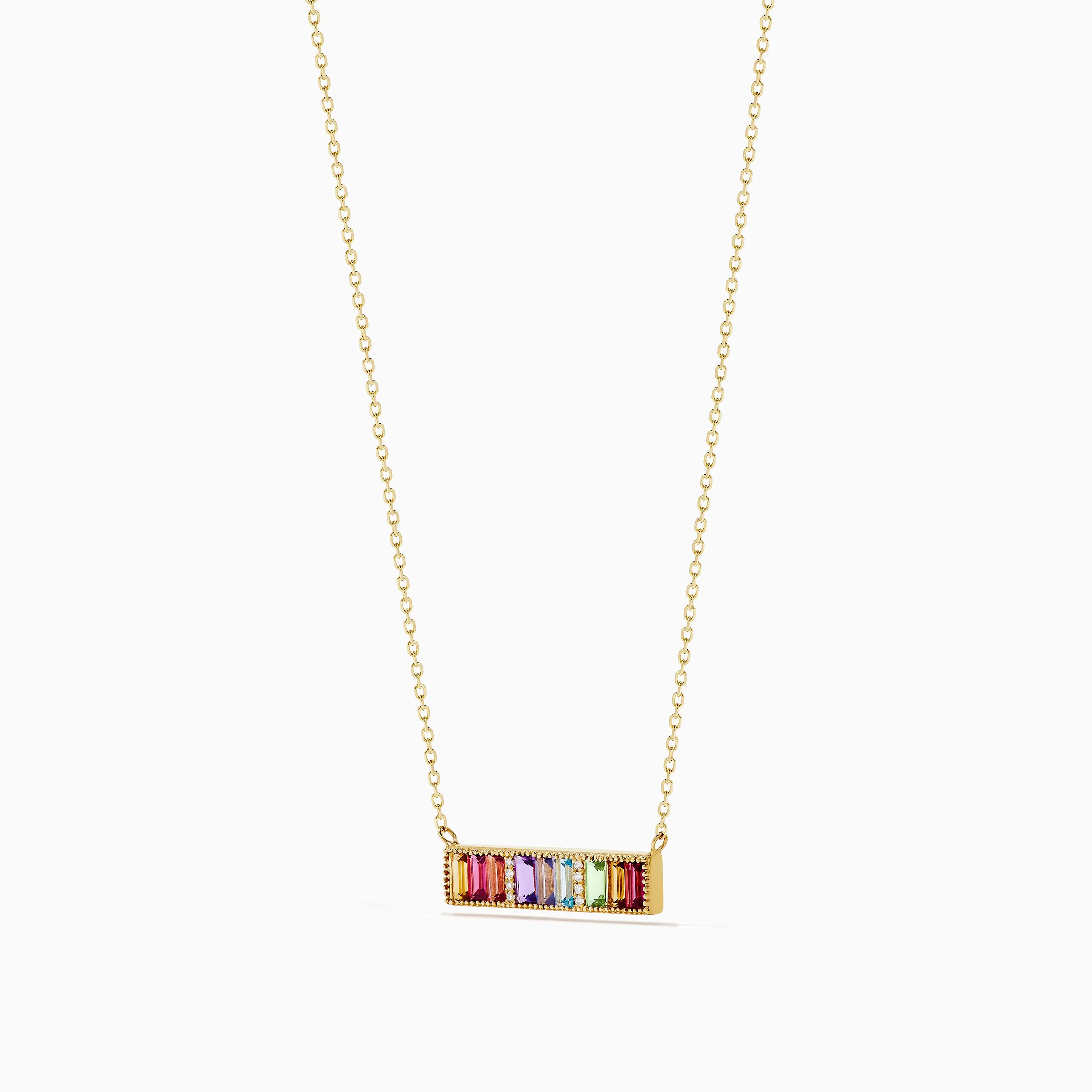 Mosaic 14K Yellow Gold Multi Color Gemstone and Diamond Collar Bone Bar Necklace sold by Effy product image thumbnail 4