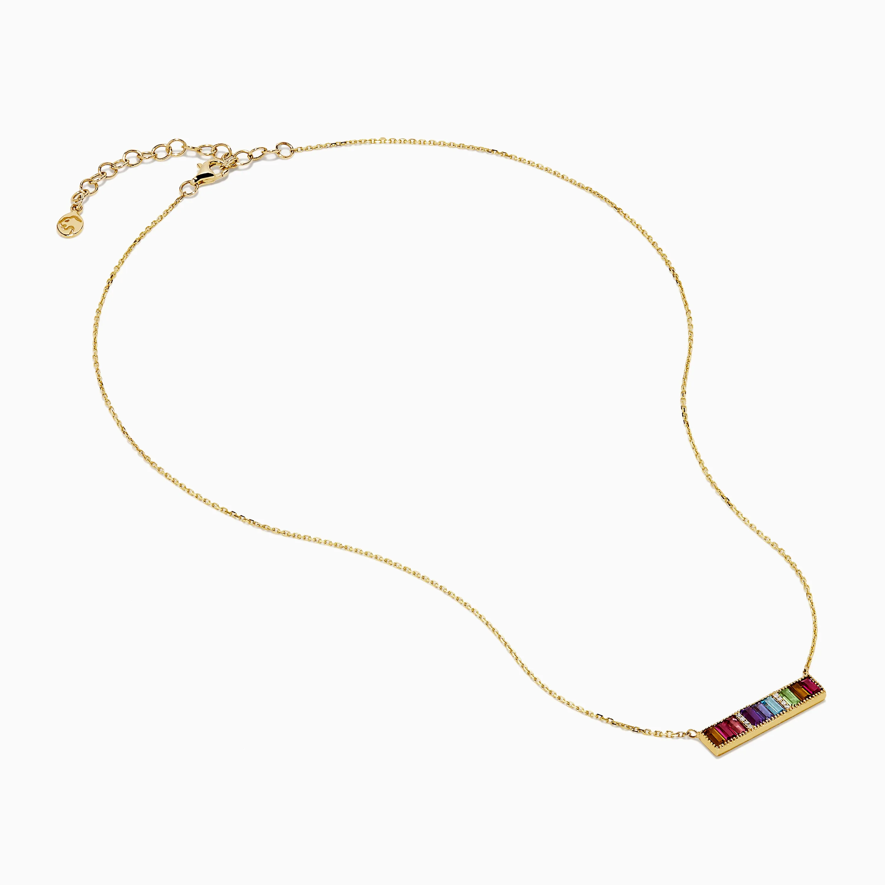Mosaic 14K Yellow Gold Multi Color Gemstone and Diamond Collar Bone Bar Necklace sold by Effy product image thumbnail 2
