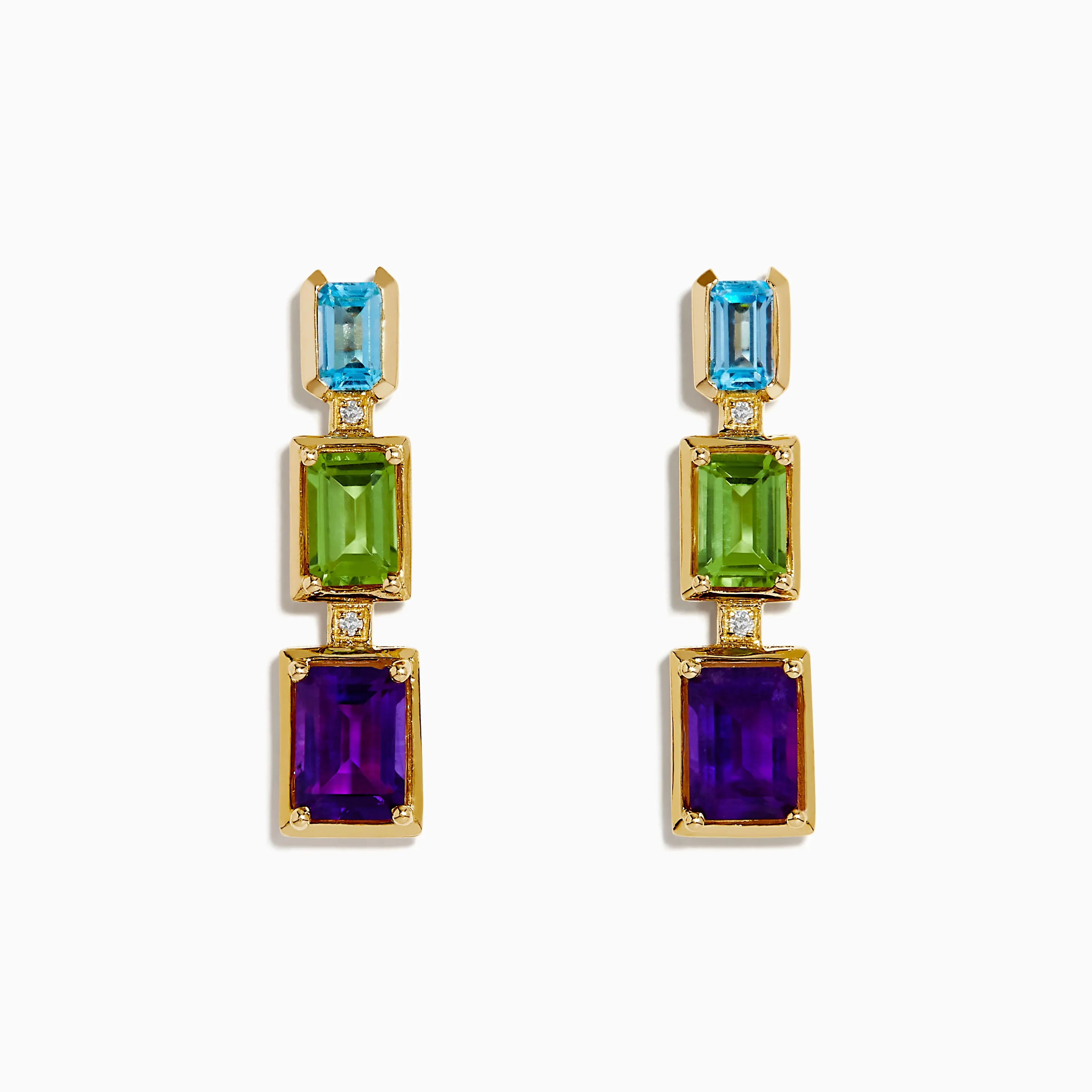 Mosaic 14K Yellow Gold Multi Gemstone and Diamond Drop Earrings sold by Effy