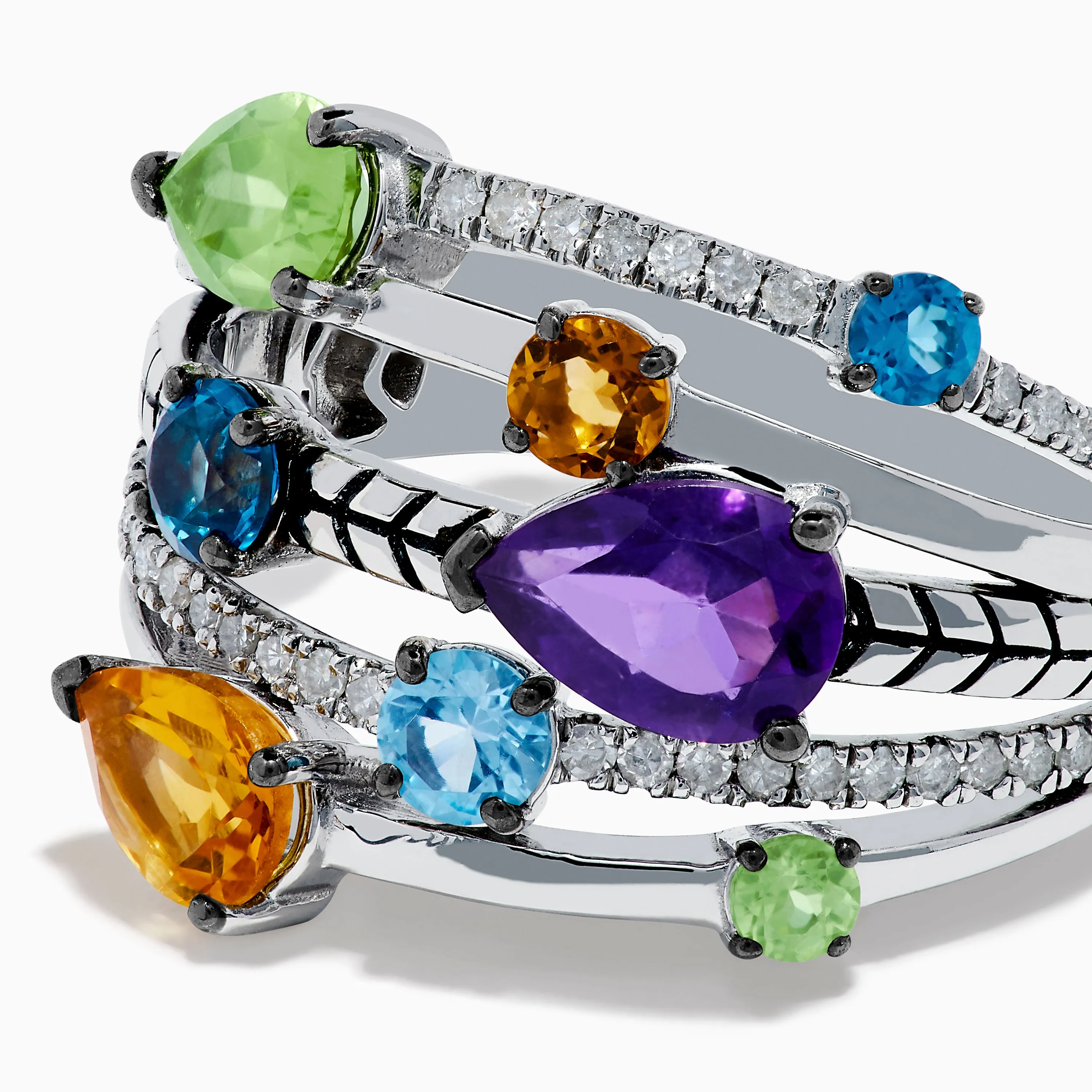 Mosaic 925 Sterling Silver Multi Gemstone and Diamond Ring sold by Effy product image thumbnail 2