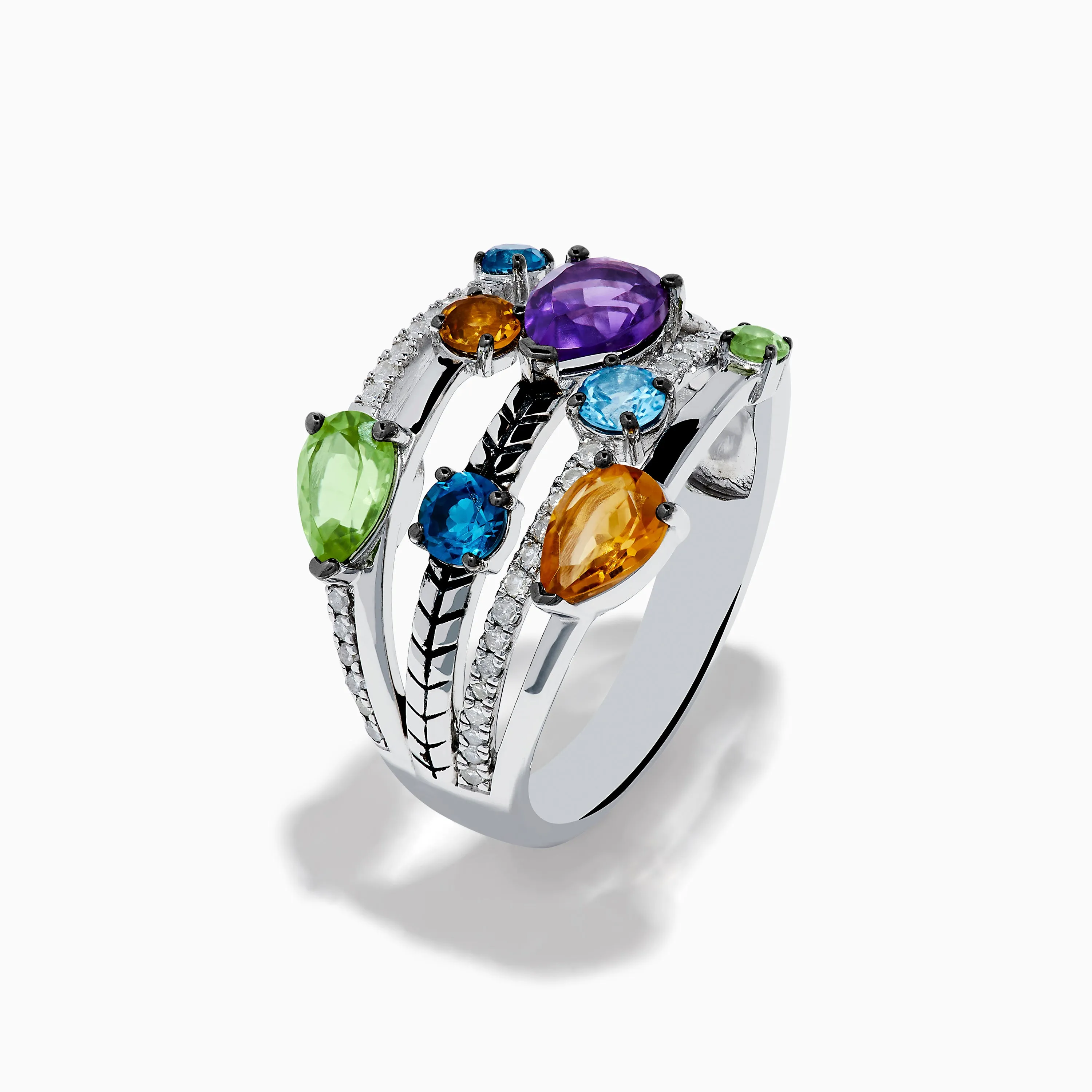 Mosaic 925 Sterling Silver Multi Gemstone and Diamond Ring sold by Effy product image thumbnail 4