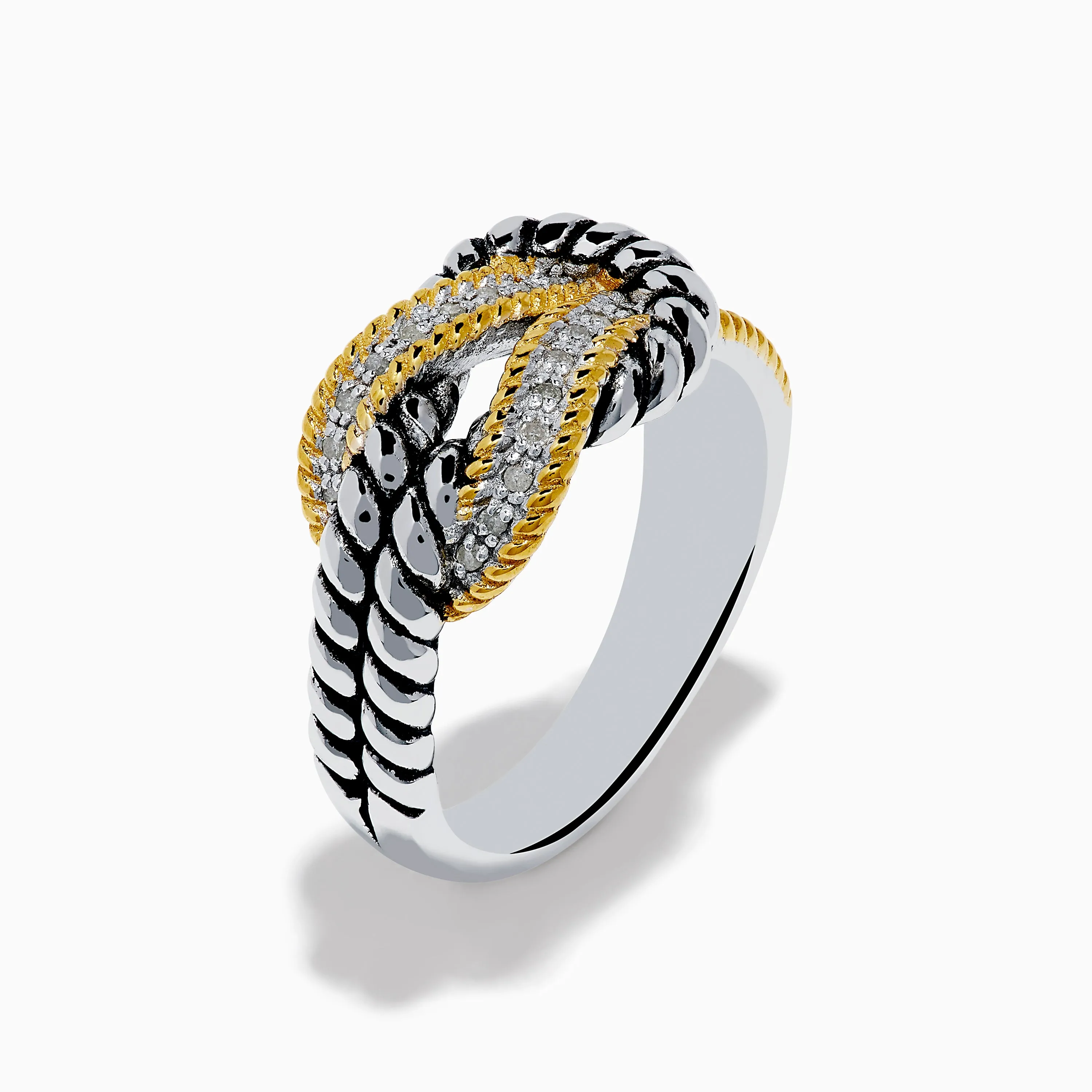 925 Sterling Silver 18K Plated Diamond Interlocking Links Ring sold by Effy product image thumbnail 4