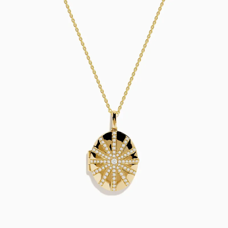 14K Yellow Gold Diamond Locket Pendant sold by Effy