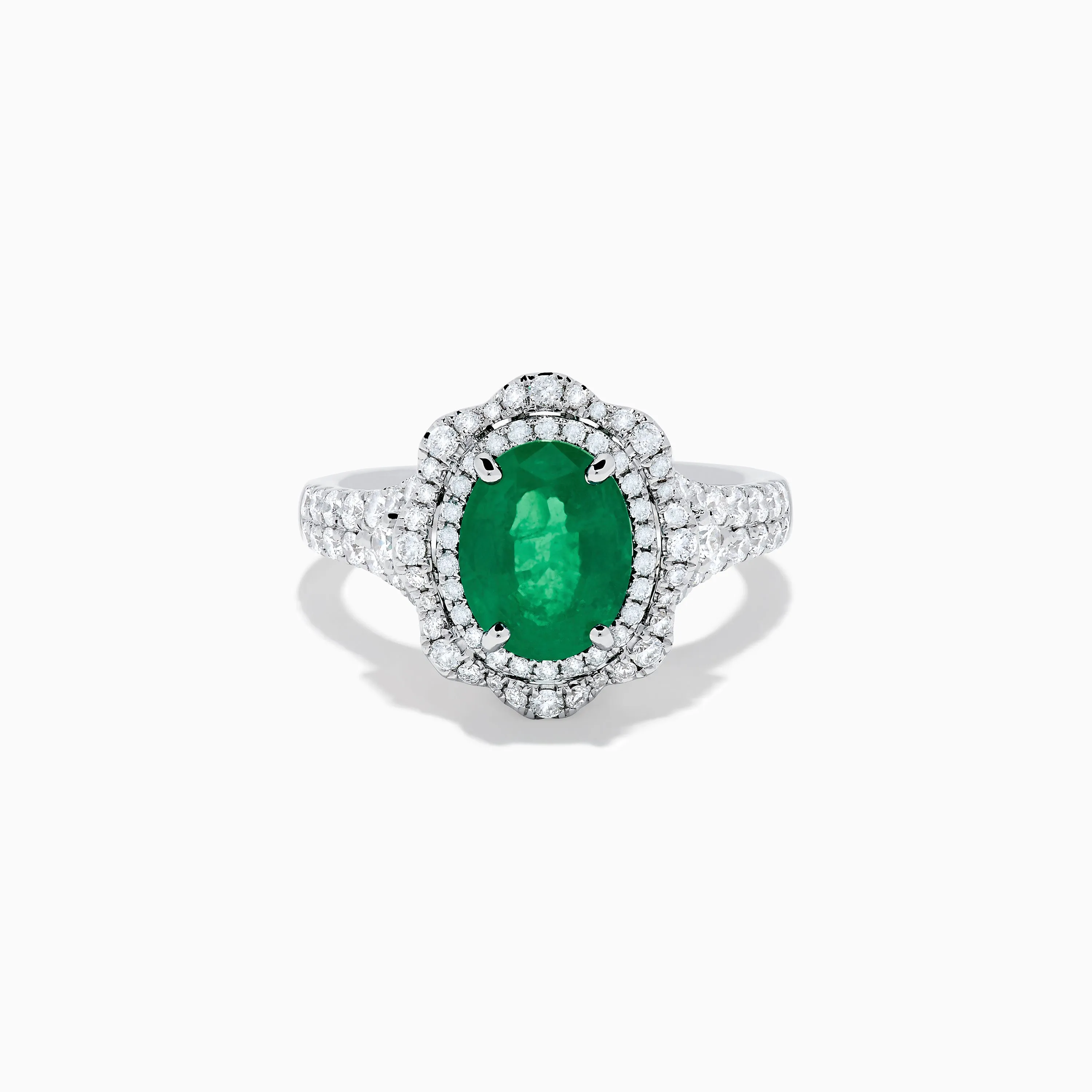 18K White Gold Emerald and Diamond Ring sold by Effy