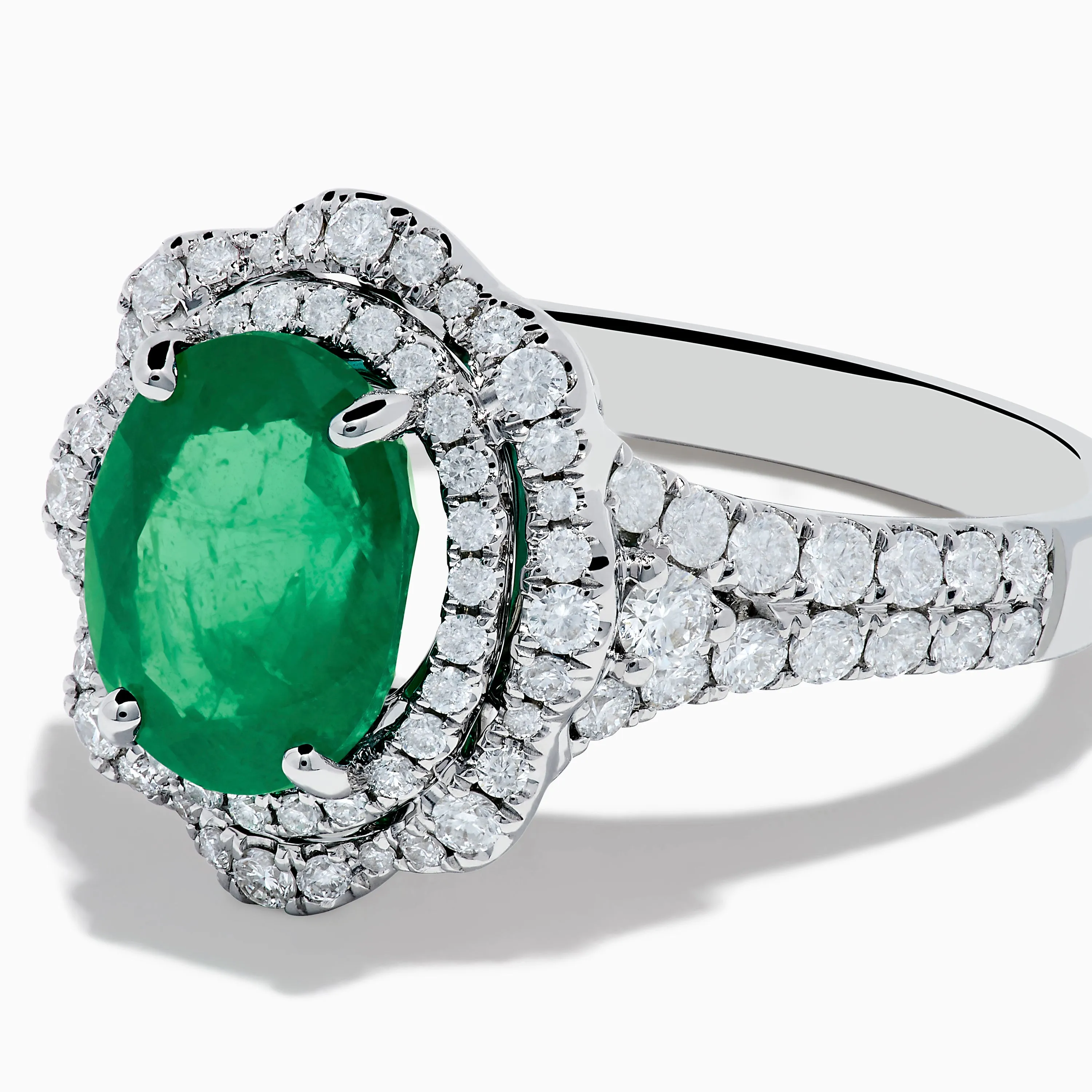 18K White Gold Emerald and Diamond Ring sold by Effy product image thumbnail 2