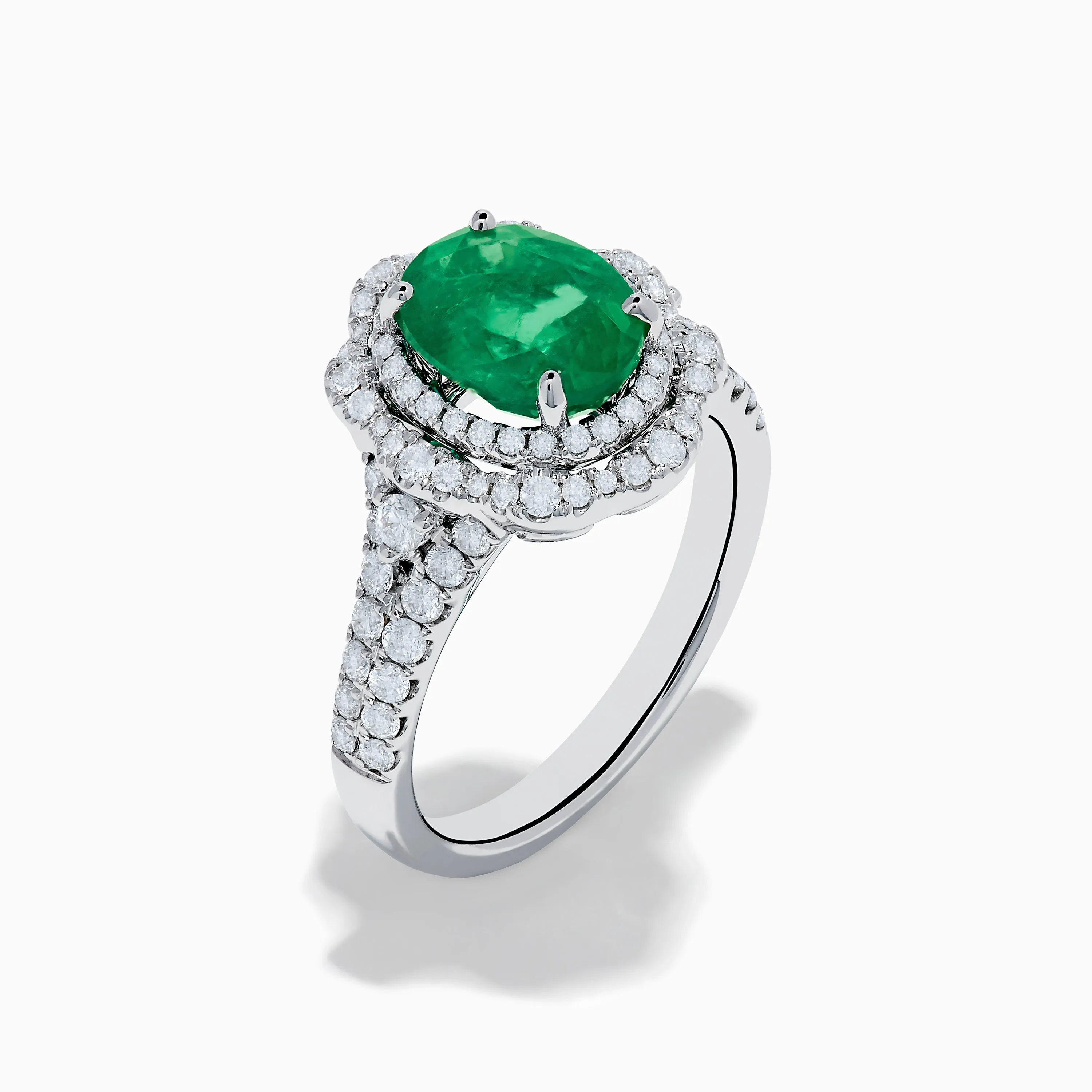 18K White Gold Emerald and Diamond Ring sold by Effy product image thumbnail 4