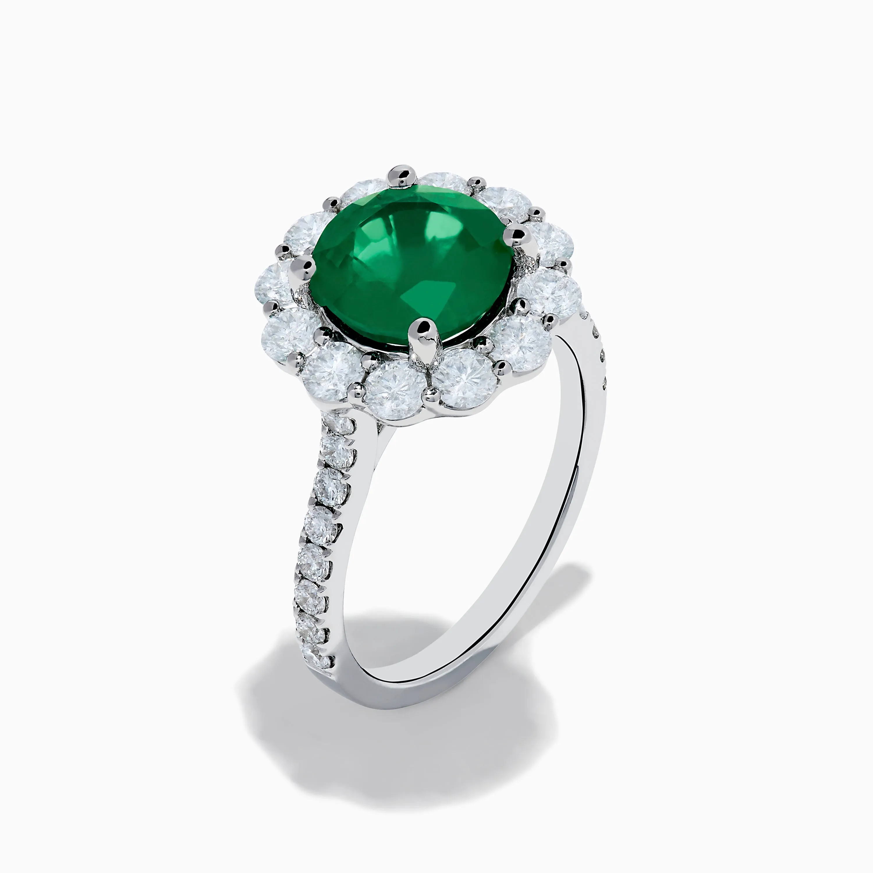 18K White Gold Emerald and Diamond Halo Ring sold by Effy product image thumbnail 4
