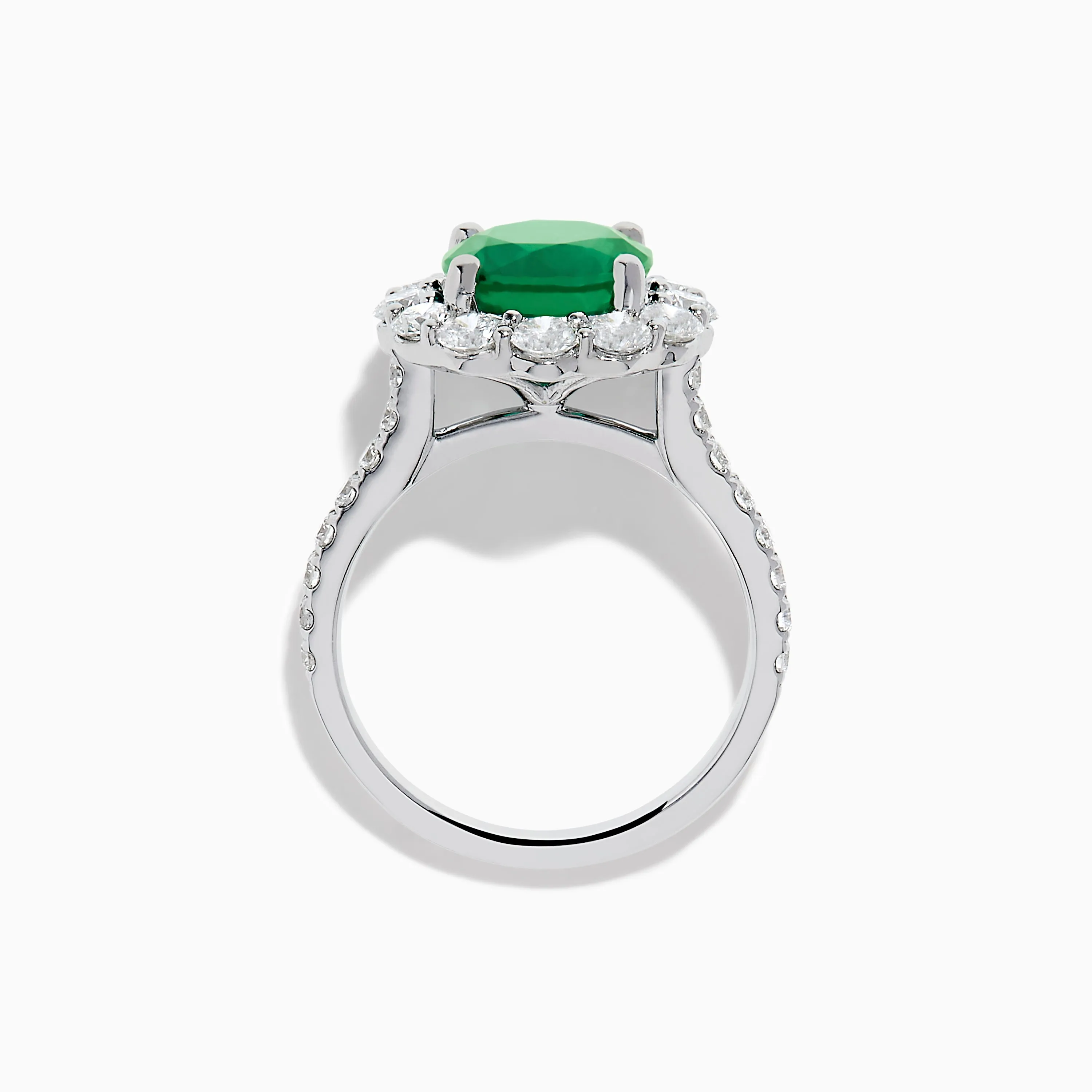 18K White Gold Emerald and Diamond Halo Ring sold by Effy product image thumbnail 3