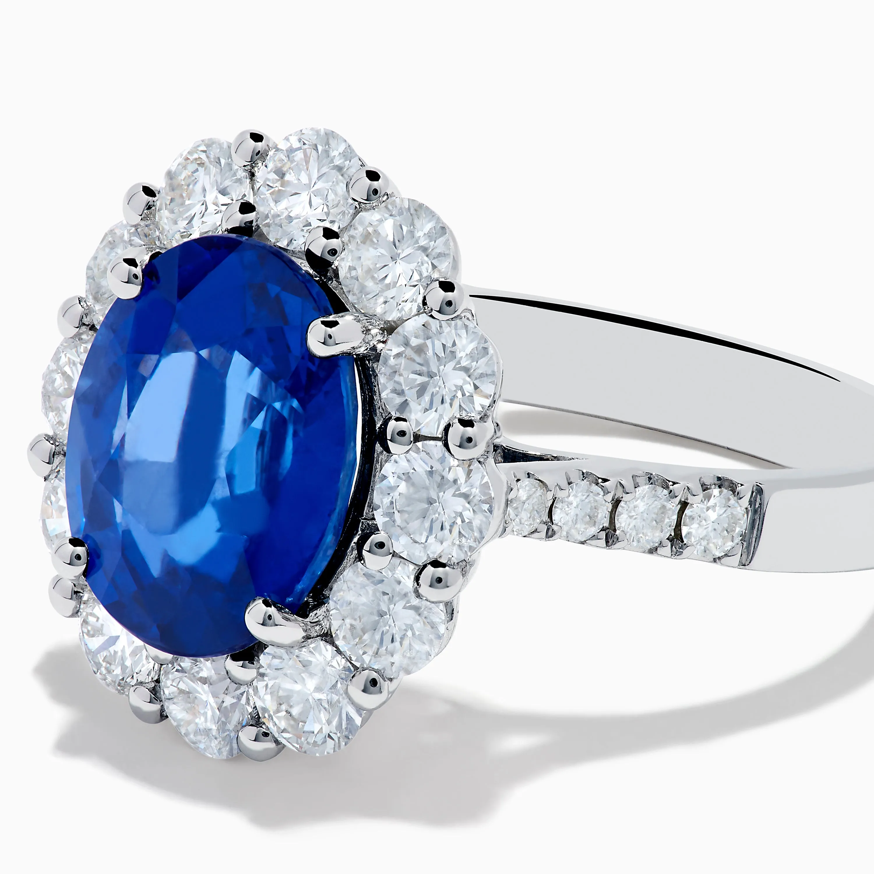 18K White Gold Blue Sapphire and Diamond Halo Ring sold by Effy product image thumbnail 2